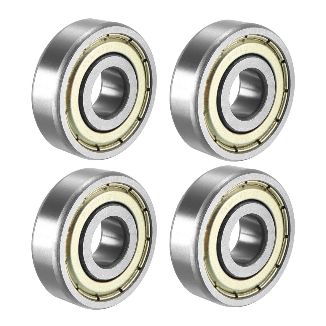 sourcing map 6200ZZ Ball Bearing 10mm x 30mm x 9mm Double Shielded 6200-2Z 80200 Deep Groove Bearings, Carbon Steel (Pack of 4)