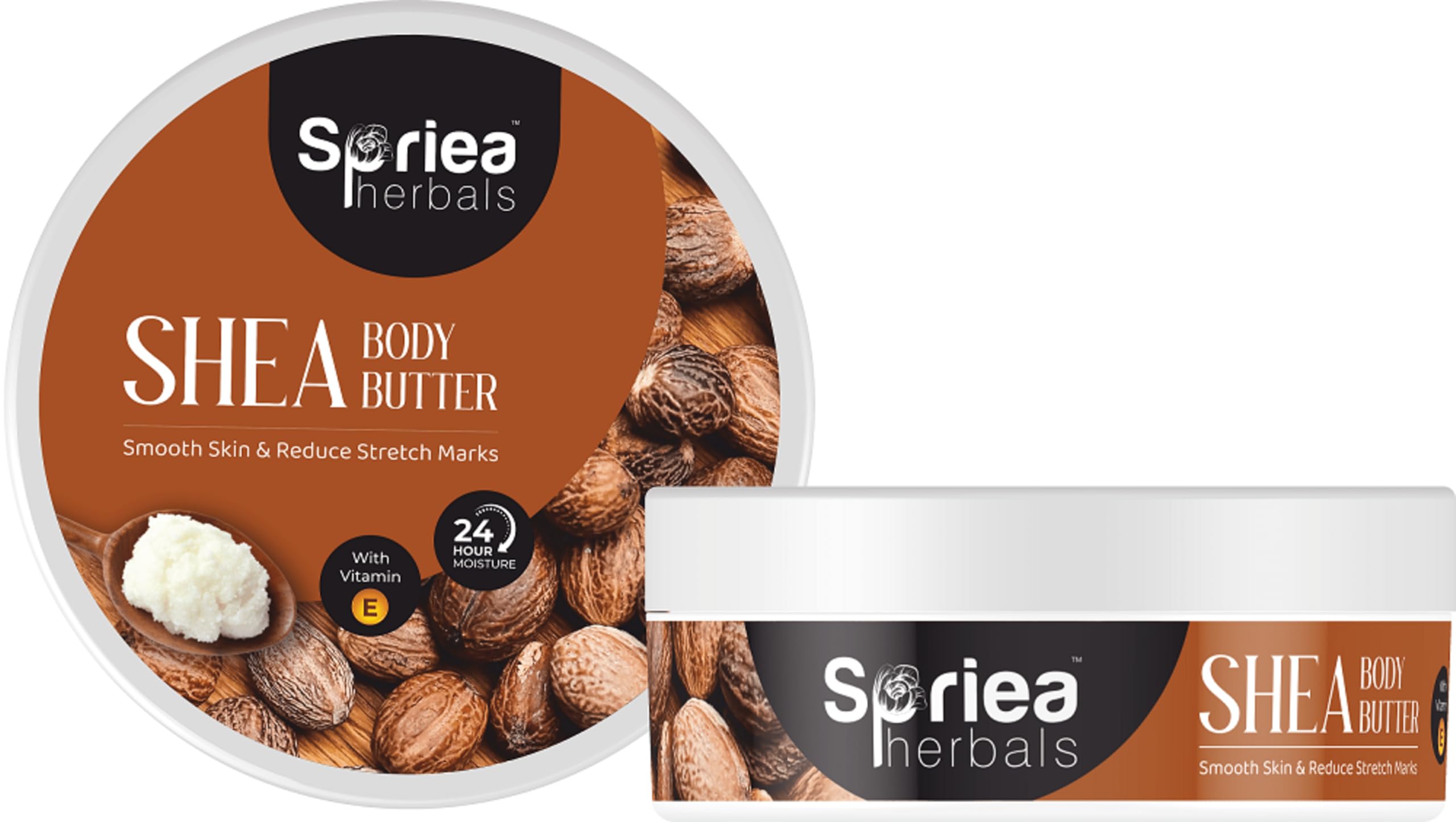 Spriea Herbals Natural Shea Body Butter Cream with Vitamin-E, Shea & Cocoa Butter for Deep Nourishment & Body Moisturization | Reduces Strechmarks, Moisturizes Rough & Dry Skin (200 gm)