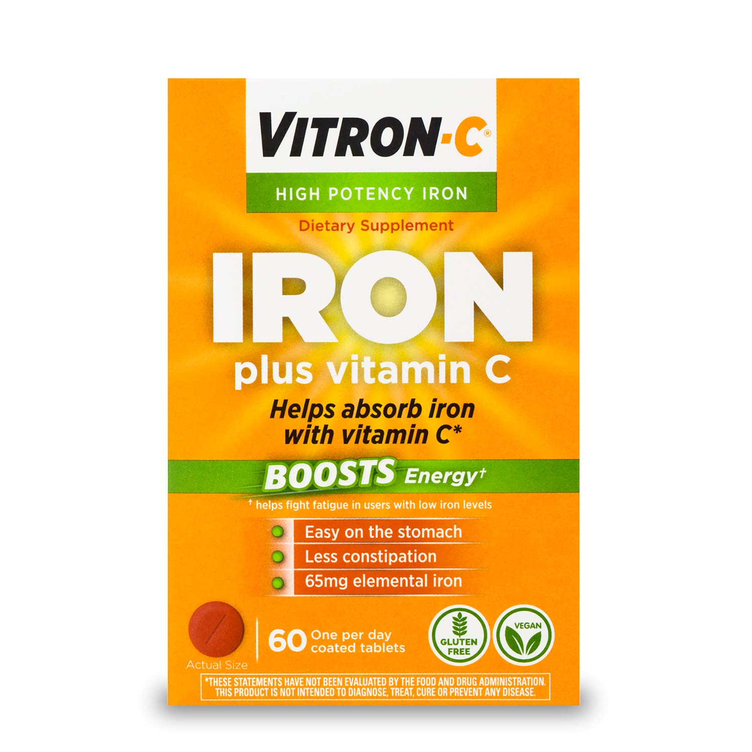 Vitron-CHigh Potency Iron Supplement with 125 mg Vitamin C, 60 Count