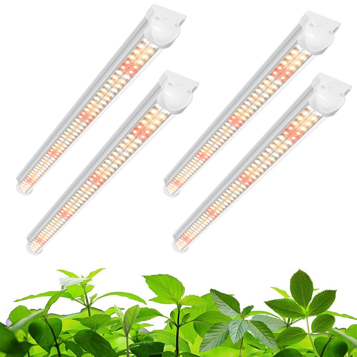 wolezek2FT T8 Grow Light, 384 LEDs Grow Lights for Indoor Plants, with Dasiy Chain Function, Full Spectrum Led Plant Grow Lights for Greenhouse/Grow Shelves(4PCS/Pack)