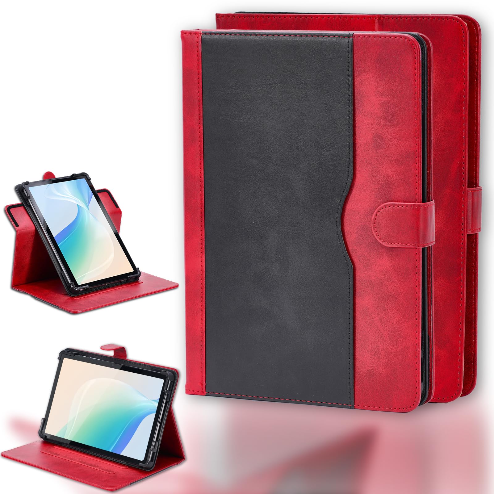 Case Compatible for Ikall N11 Tablet Case 360 Degree Rotation Multi-Viewing Angels PU Leather Stand Folio Cover Camera can be Used Red