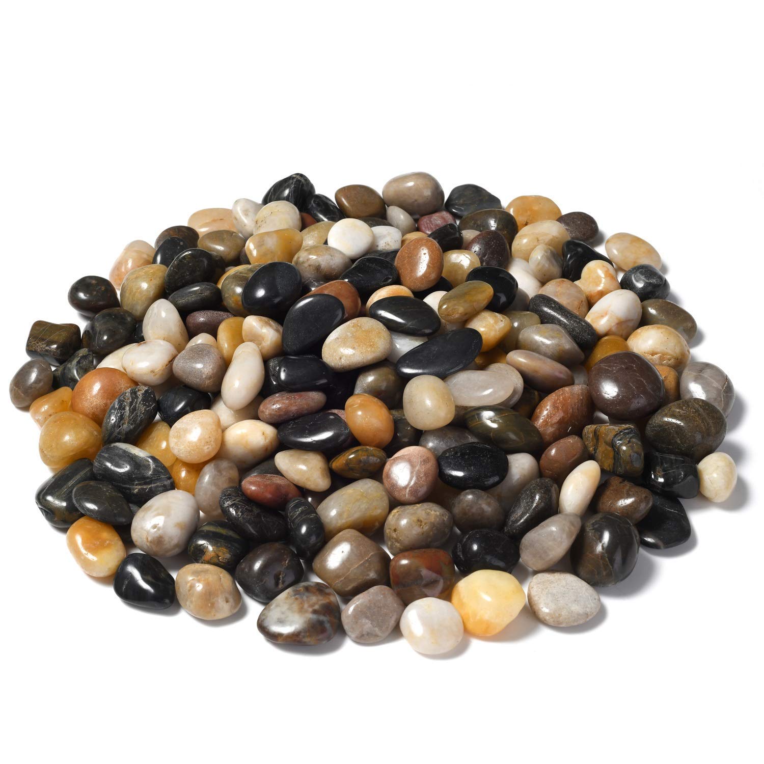 ROYAL SAPPHIRE Aquarium Gravel River Rock - Natural Polished Decorative Gravel, Small Decorative Pebbles, Mixed Color Stones,for Aquariums, Landscaping, Vase Fillers 2 Pounds