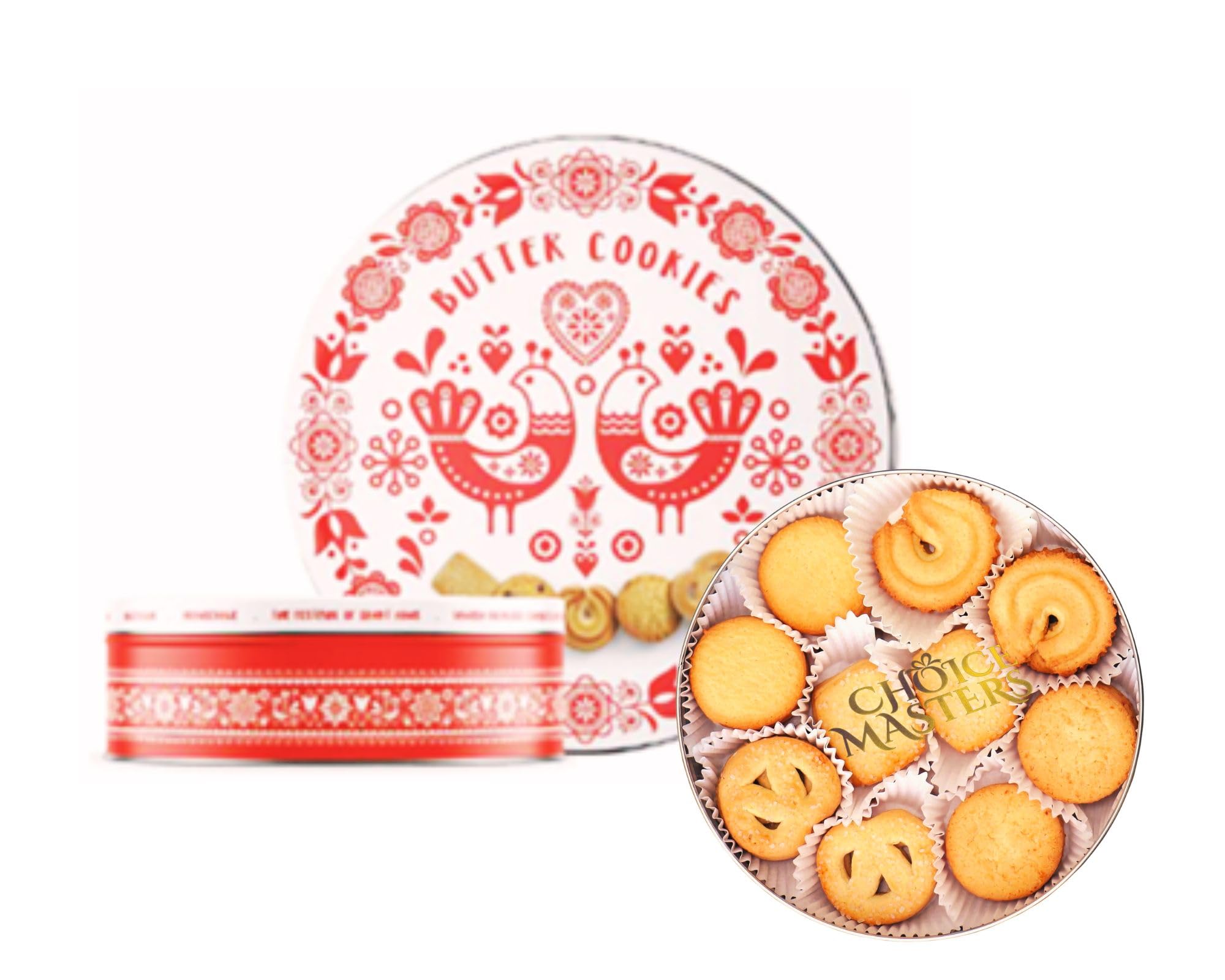 Danish Butter Cookies in Scandinavian Red/White Chick Tin - 454g | Original Butter Cookies Assortment | Great Gift for Birthdays Anniversary Christmas and More | Enjoy All Year Round