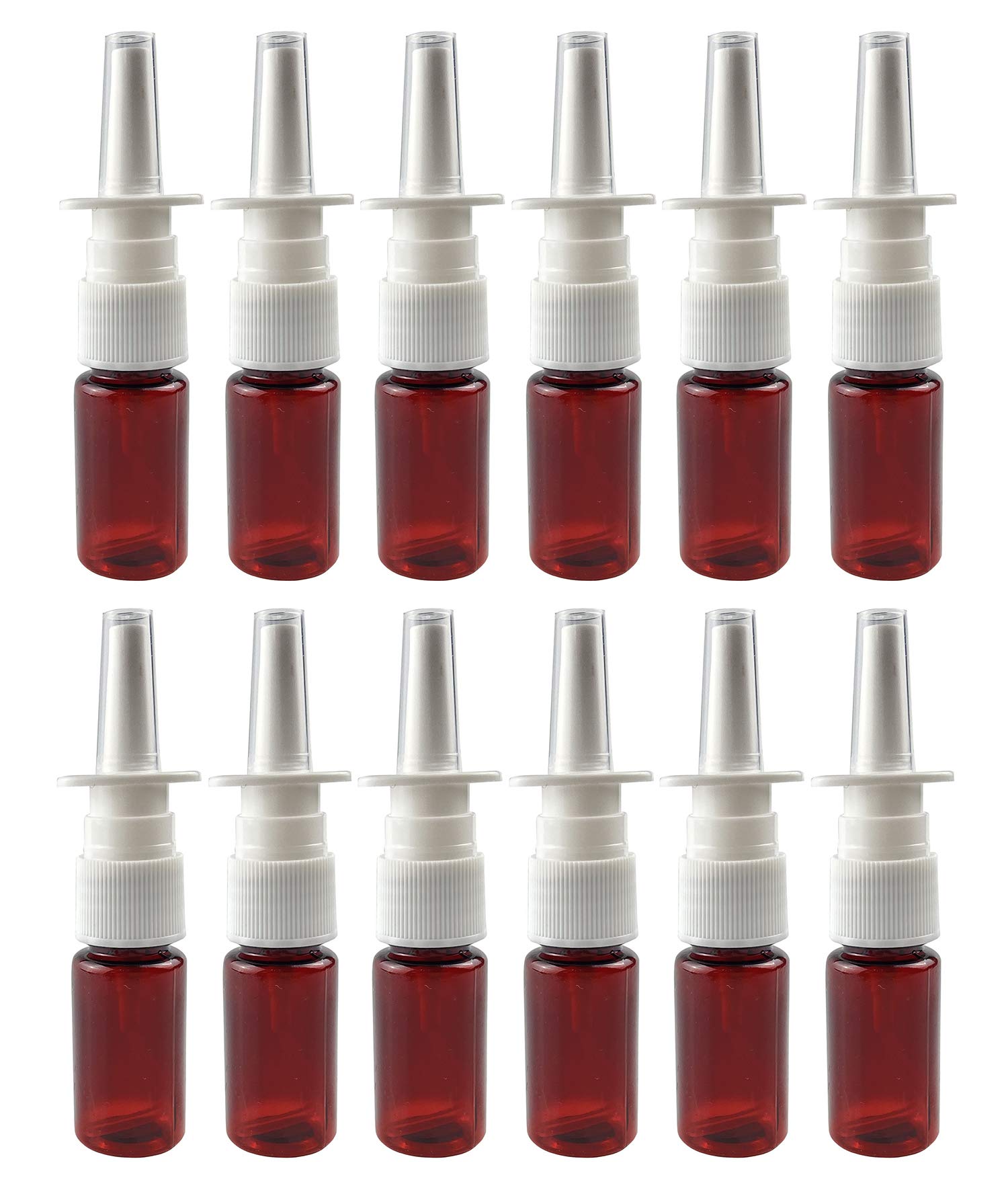 Elandy12PCS Plastic Brown Nasal Spray Bottles-Refillable Fine Mist Sprayers Cosmetic Makeup Perfume Storage Container (30ml)