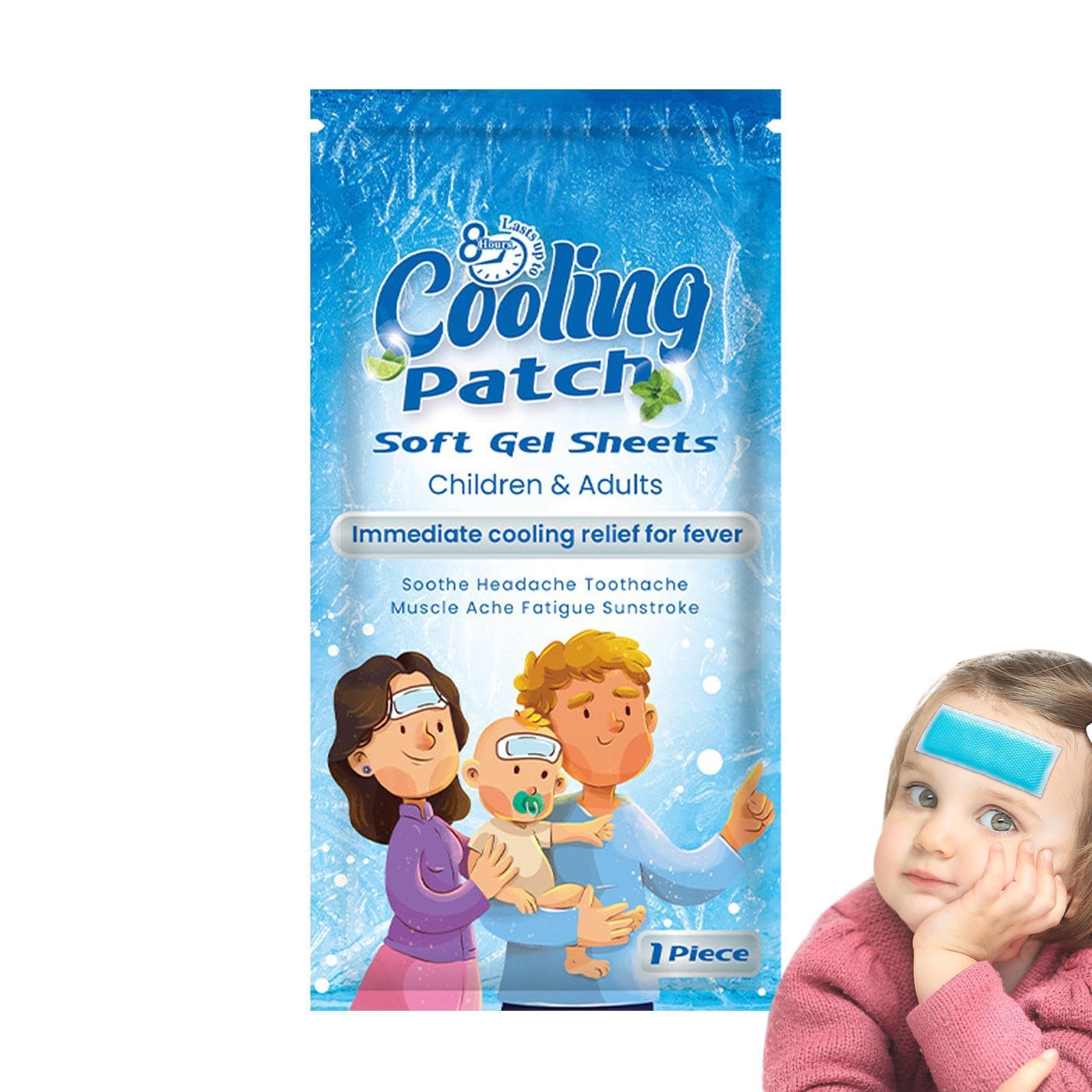 Azonee Baby Cool Pads, 10Sheets Cooling Patches for Kids, Fever Patch for Kids, Forehead Fever Reducer, Portable Headache Patches, Cooling Relief Fever Reducer, Headache Cooling Patch, Soothe Headache