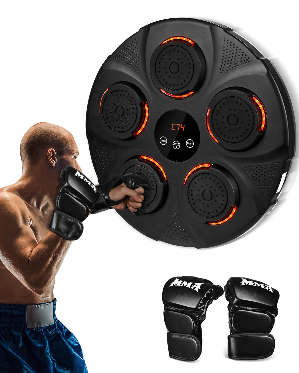 Music Boxing Machine, Smart Electronic Musical Boxing Machine Wall Mounted, 9 Modes Electronic Punching Pad, Smart Boxing Target Workout Equipment for Training Indoor Home