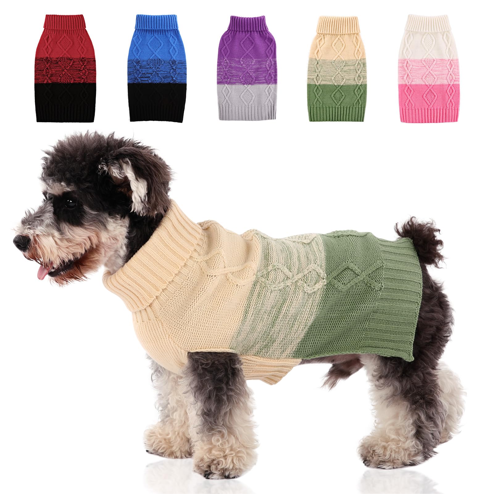 ASENKUWarm Dog Sweater for Small Medium Dogs,Pet Sweaters for Fall Winter Dog Clothing,Thicked Pullover Puppy Cat Turtleneck Sweater for Doggie Chihuahua Clothing