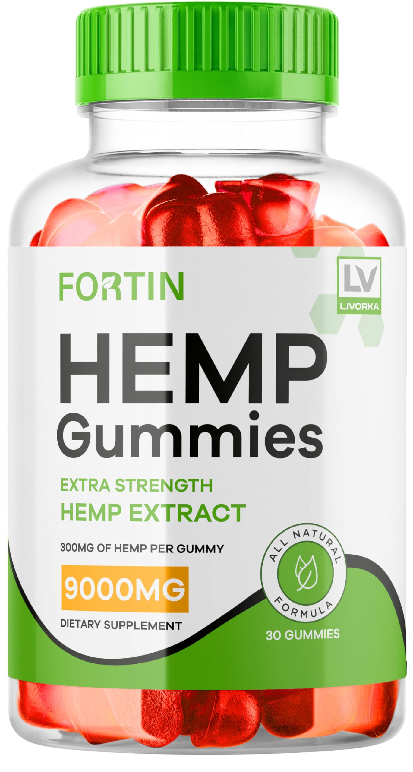 Fortin Hemp Gummies, Fortin Gummies Advanced Formula, 30 Gummies for 1 Month