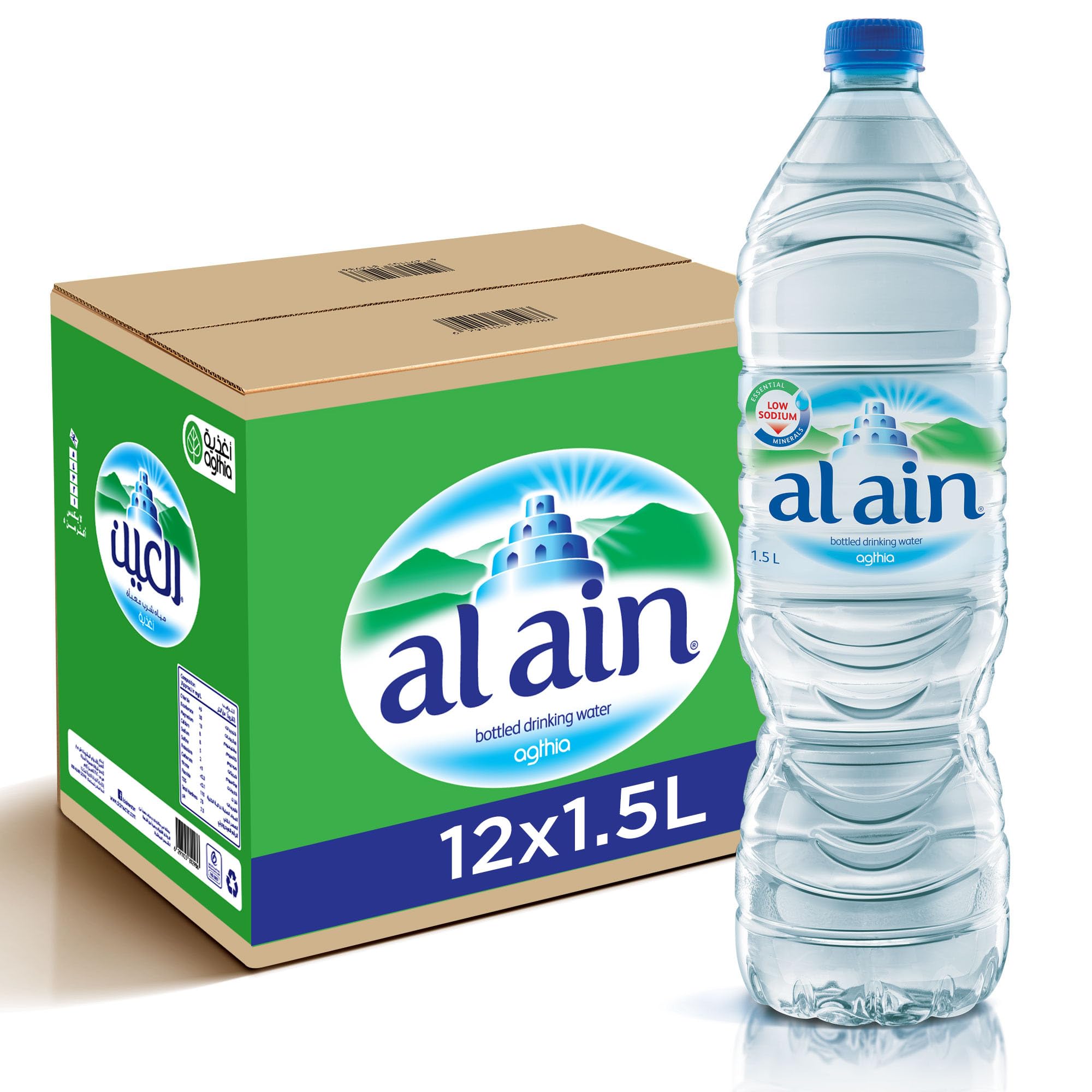 Al Ain Bottled Water, Low Sodium 1.5L - Pack of 12