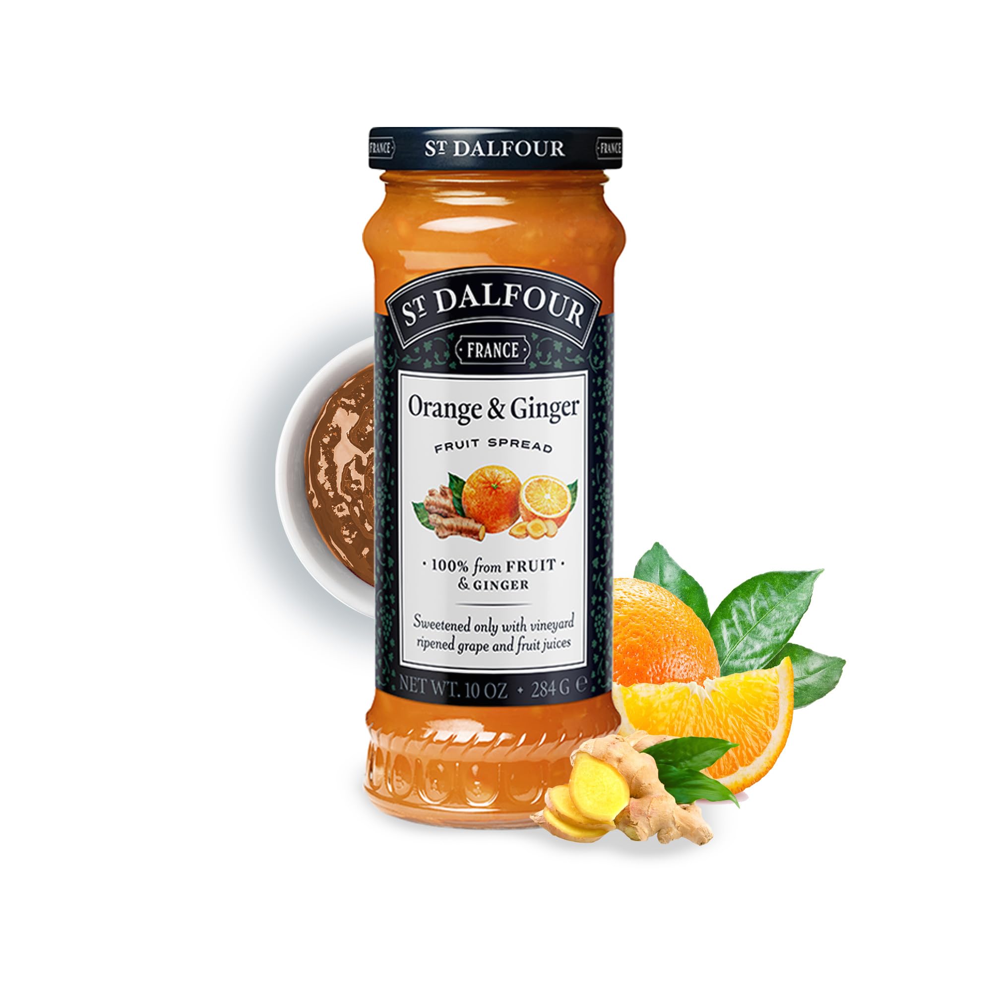 St Dalfour Ginger & Orange Marmalade French Fruit Spread (10 oz) - 100% from Fruit - No Synthetic Nitrates or Nitrites - No Cane Sugar Added - Naturally Sweetened