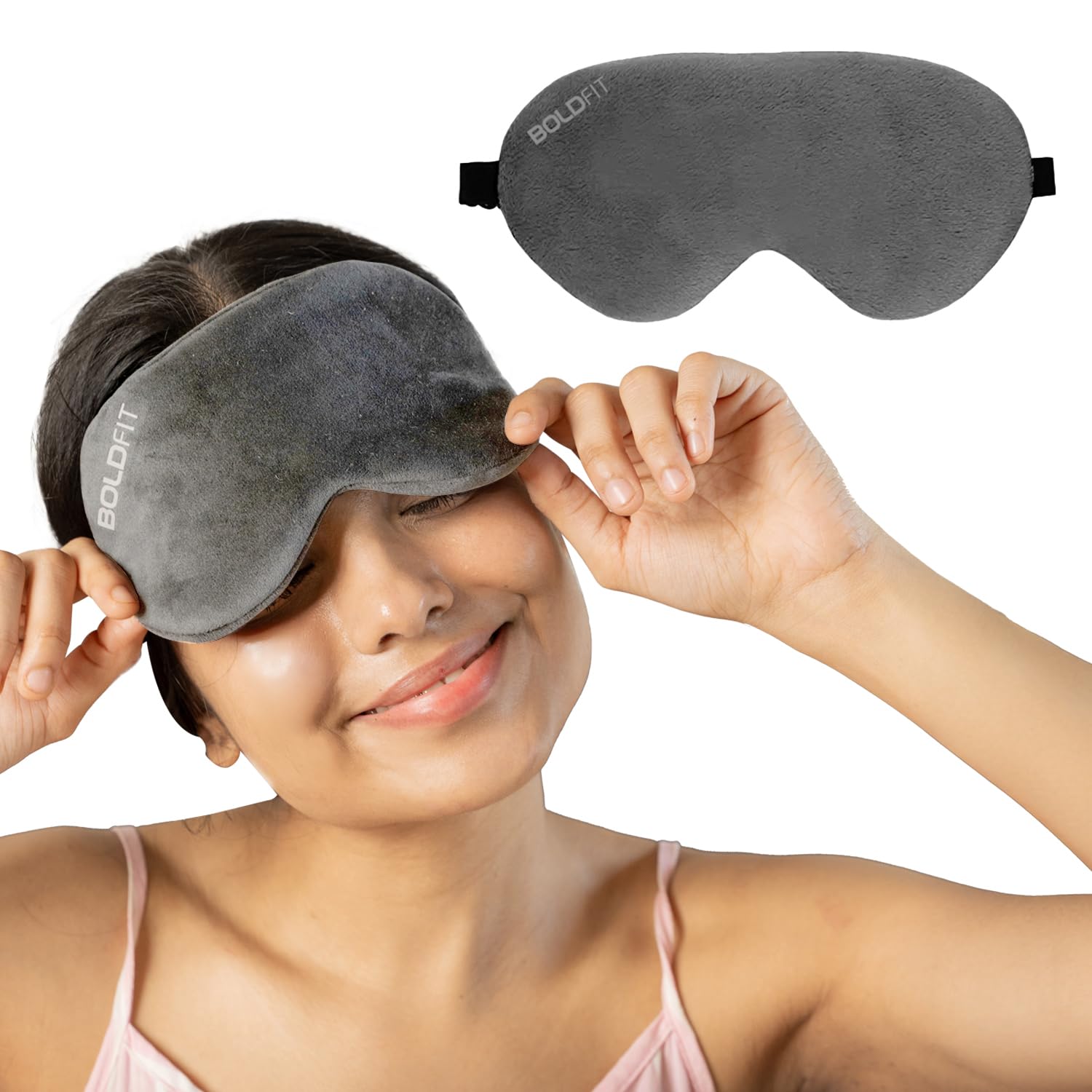 BoldfitEye Mask for Sleeping with Adjustable Strap Super Soft Sleeping Mask Blind Fold for Comfortable Sleep Travelling Sleep Mask Pad for Girls Sleeping Eye Mask Blind Folds for Sleeping - Grey