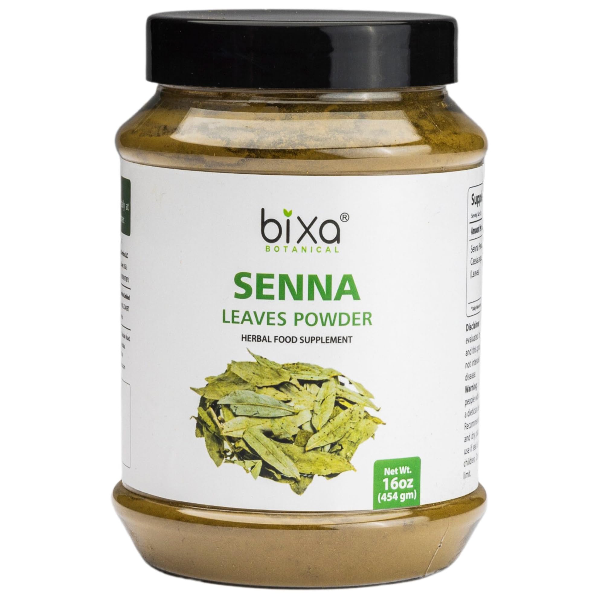 bixa BOTANICAL Senna Leaves Powder (Cassia angustifolia), 1 Pound (16 Oz) - Natural Herbal Laxative | Ayurvedic Herbal Supplement to Support Digestive Function