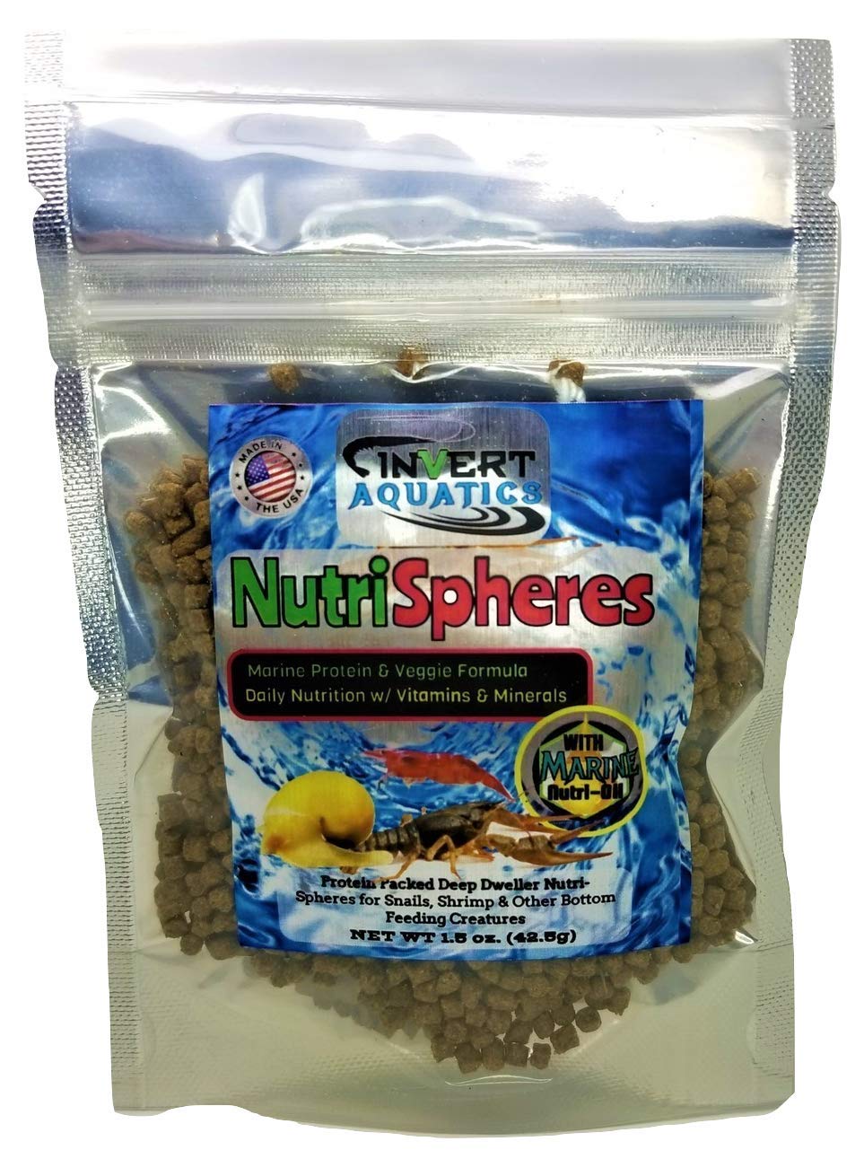 NutriSpheres - Sinking Diet for Snails, Shrimp & Bottom Feeding Fish (3 oz)