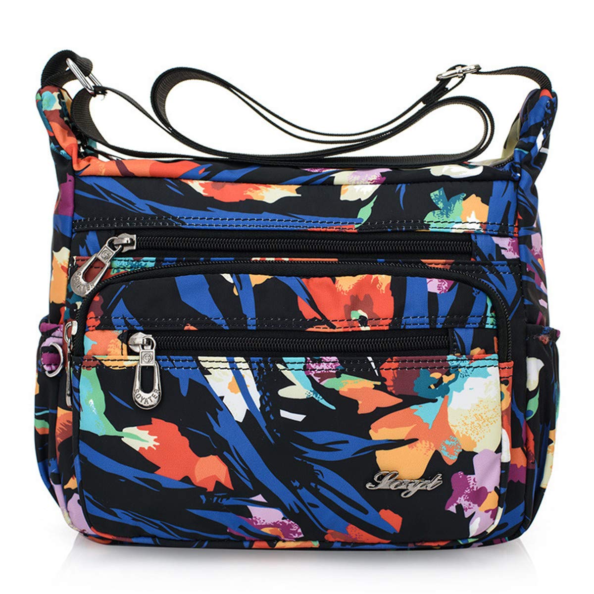 NawoshowNylon Floral Multi-Pocket Crossbody Purse Bags for Women Travel Shoulder Bag