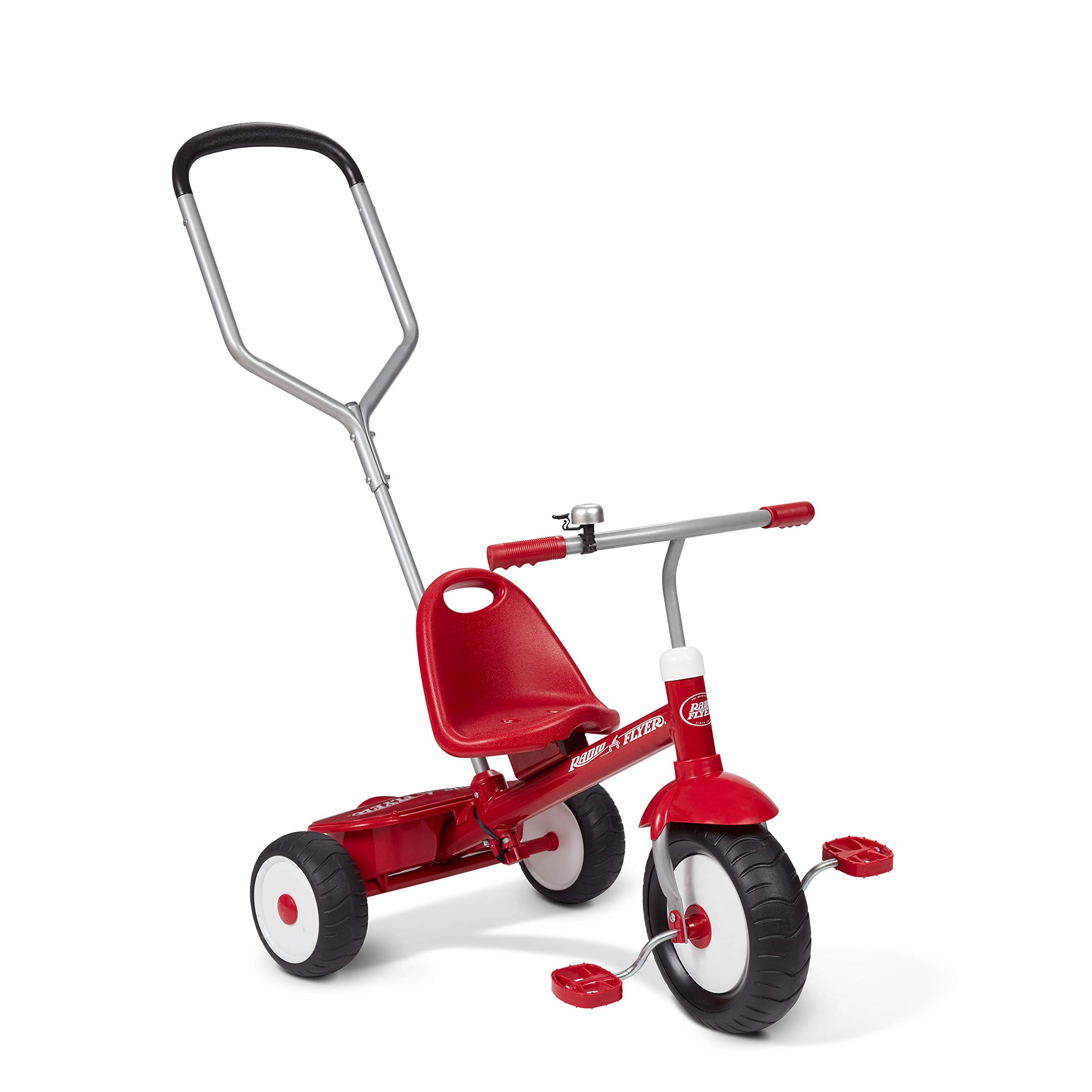 Radio FlyerDeluxe Steer & Stroll Kids Tricycle, Toddler Trike for Ages 2-5, Red