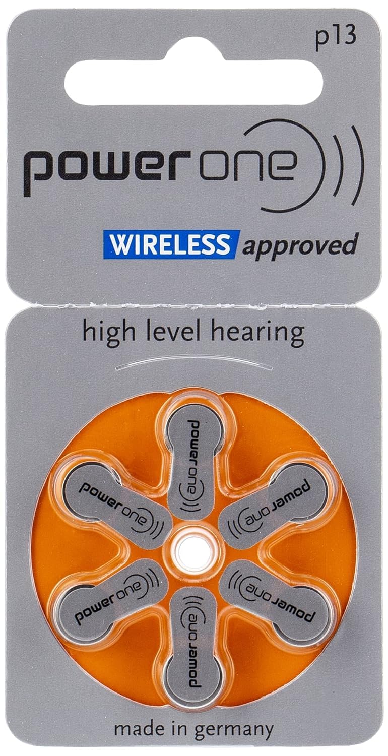 Power OneP13 Mercury Free Hearing Aid Batteries (6 Batteries)