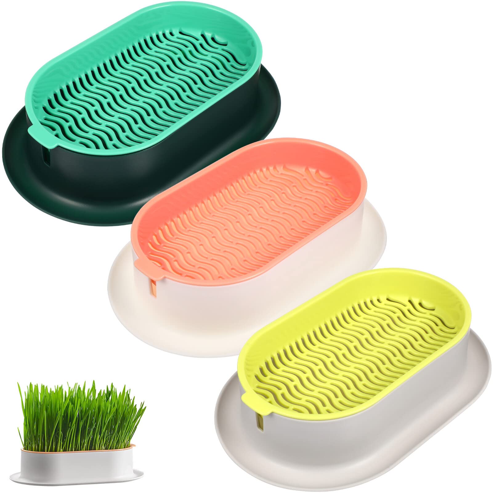 Tofficu 3pcs Cat Plant Convenient Planting Box Household Cat Grass Box Nursery Cat Plant (3 Colors)