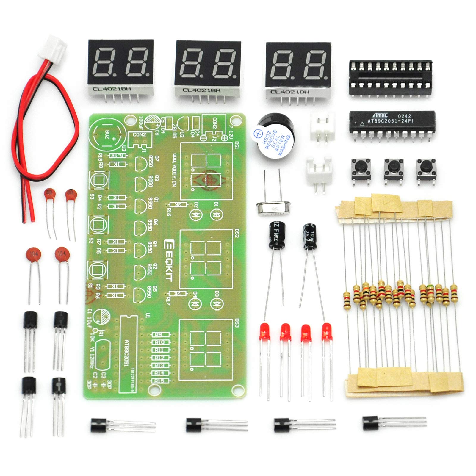 Gikfun 6 Bits Digital LED Electronic Clock DIY Kits PCB Soldering Practice Learning Board AT89C2051 for Arduino EK1323U