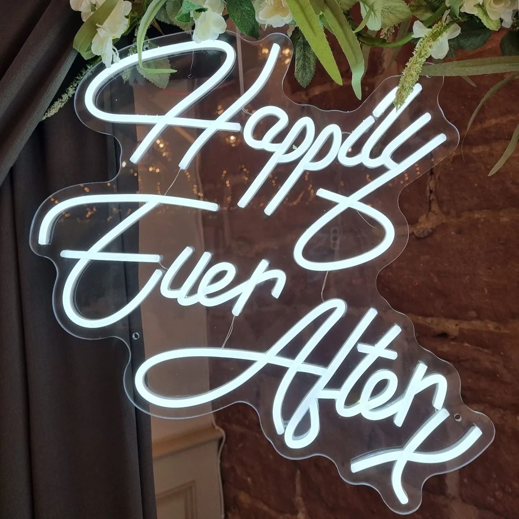 DYJD Custom LED Neon Sign Custom Party Neon Sign Flex LED Text Neon Light Sign Neon LED Home Room Birthday,Happily Ever After