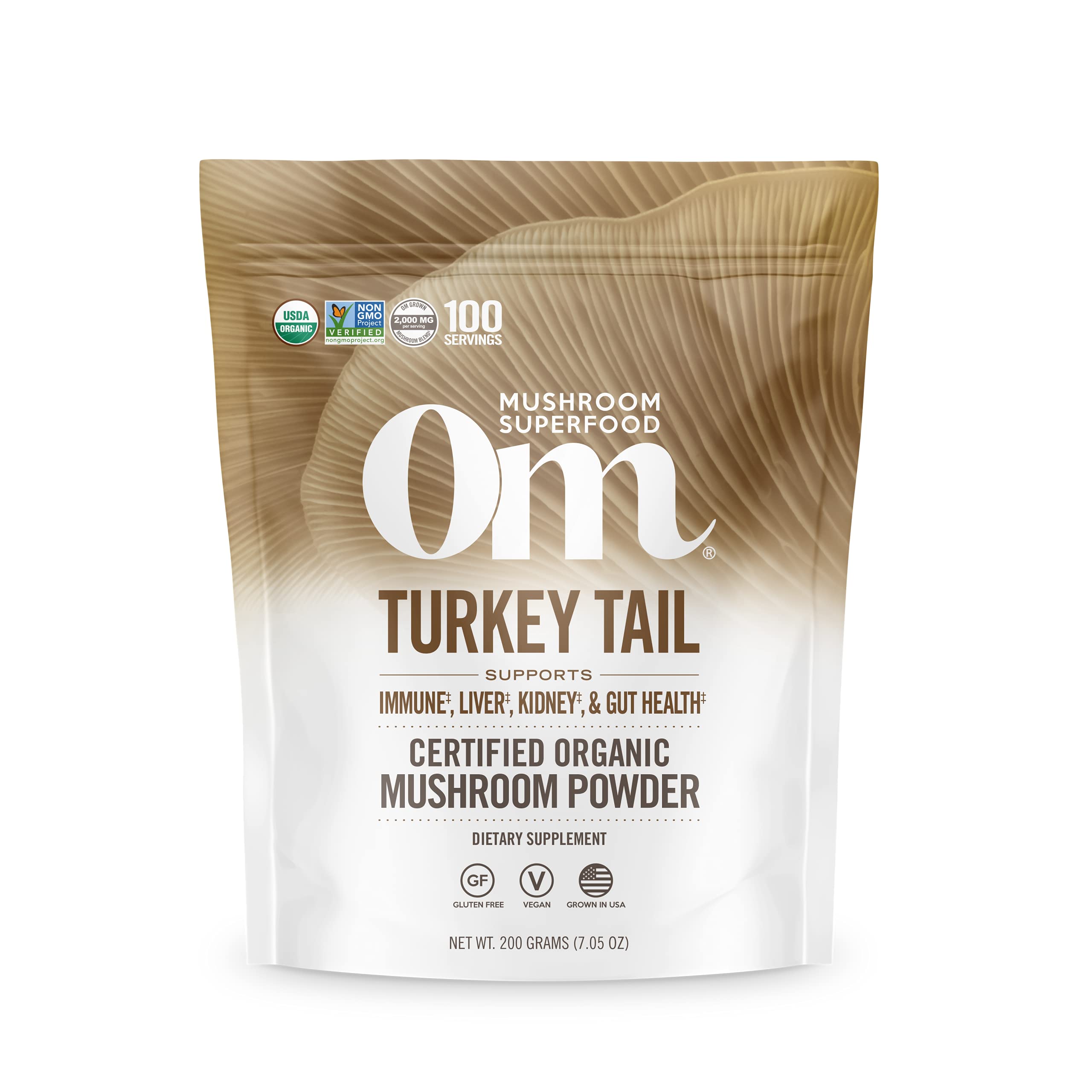 Om Organic Mushroom Nutrition Supplement, Turkey Tail: Holistic Defense, Immune Support, 100 Servings, 7.14oz, 200g