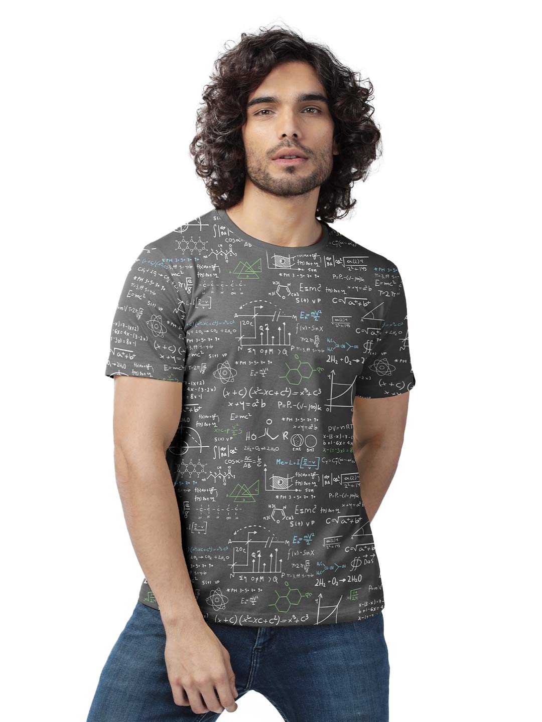 The Souled Store Nerdy Equations Mens and Womens Graphic Printed Cotton T-Shirts Grey