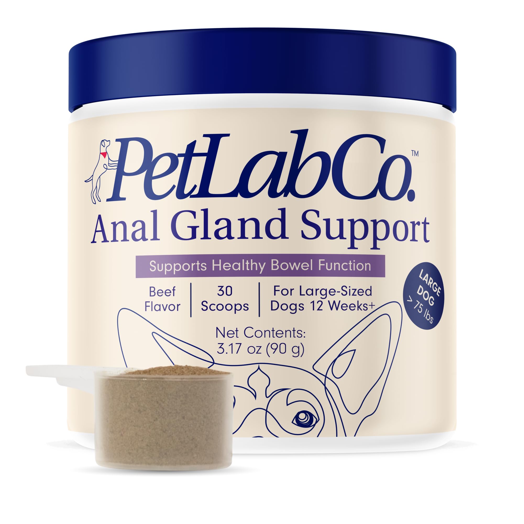 PetLab Co.Anal Gland Support Tailored Powder – Supports Anal Gland Health and Optimizes Stool Consistency - Easy to Use - Helps Target Scooting & Fishy Rears – for Large Dogs