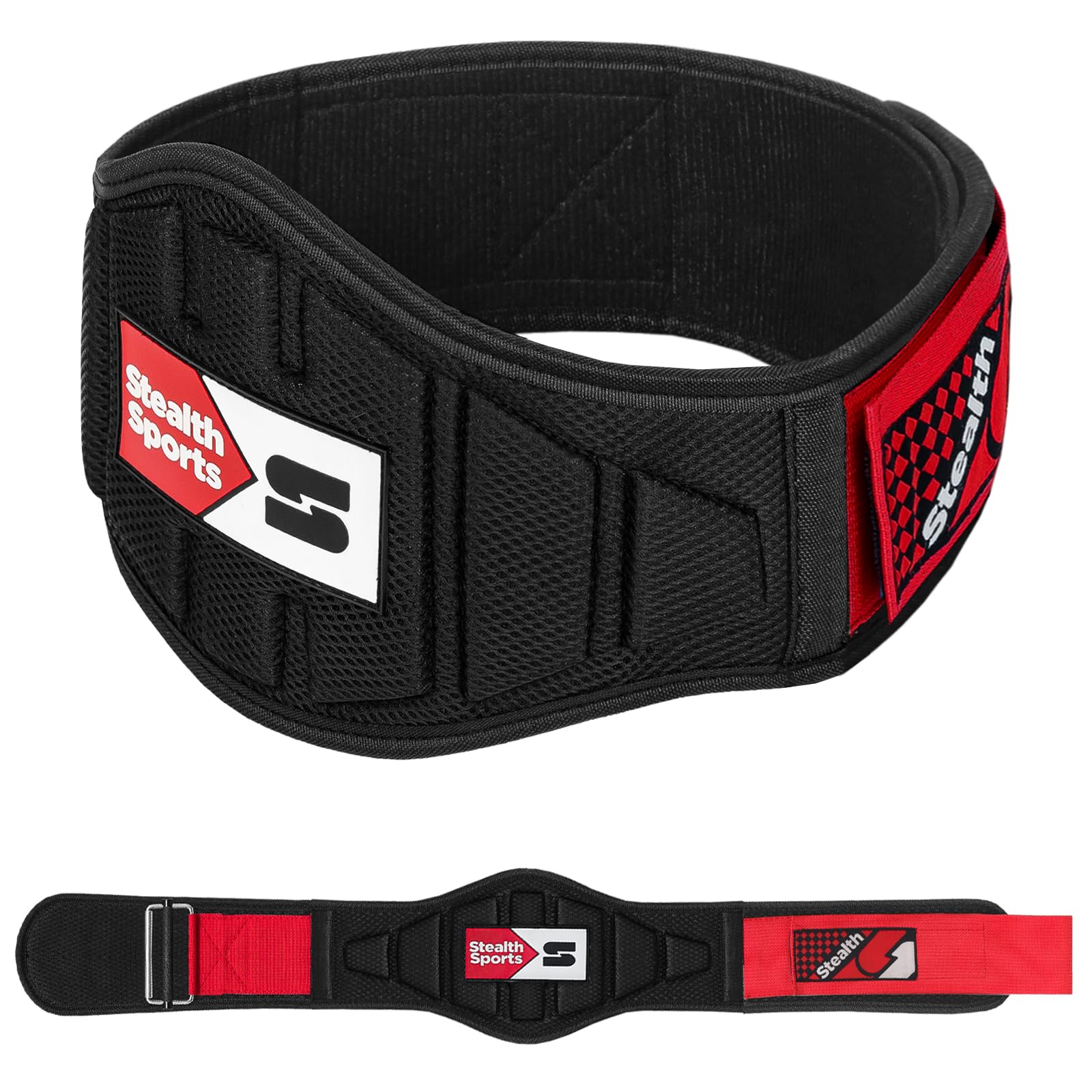 Stealth Sports Weight Lifting Belt – 6.5” Back Support Padded Workout Belt Auto Lock Buckle – Neoprene Gym Belt Men Women – Fitness Bodybuilding Training Deadlift Squats Weightlifting Belt