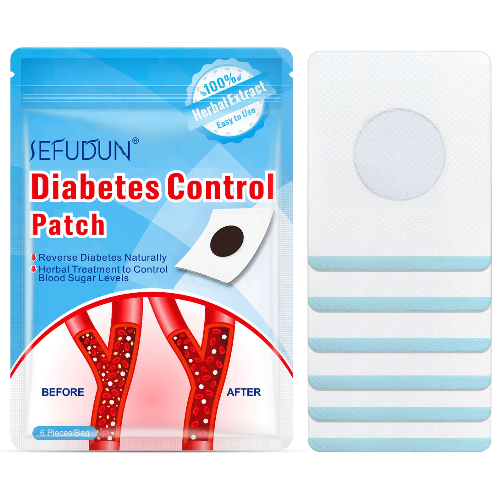 Boxania 6 Pcs Diabetic Patches to lower Blood Sugar Level & Glucose Control | 100% Safe & Natural Blood Sugar Management | NO SIDE EFFECTS