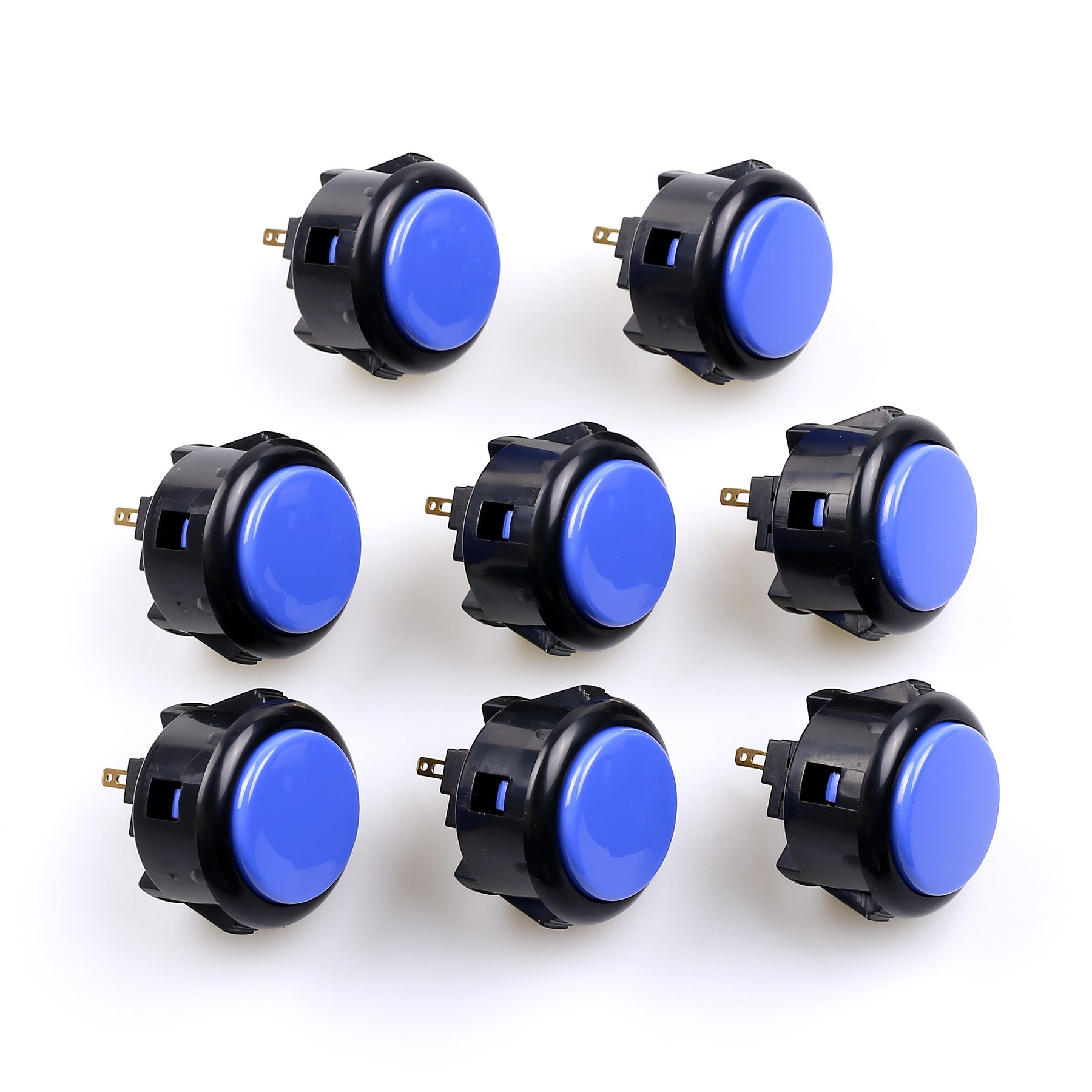 Sanwa 8 pcs OBSF-30 Original Push Button 30mm - for Arcade Jamma Video Game & Arcade Joystick Games Console (Black & Blue) S@NWA