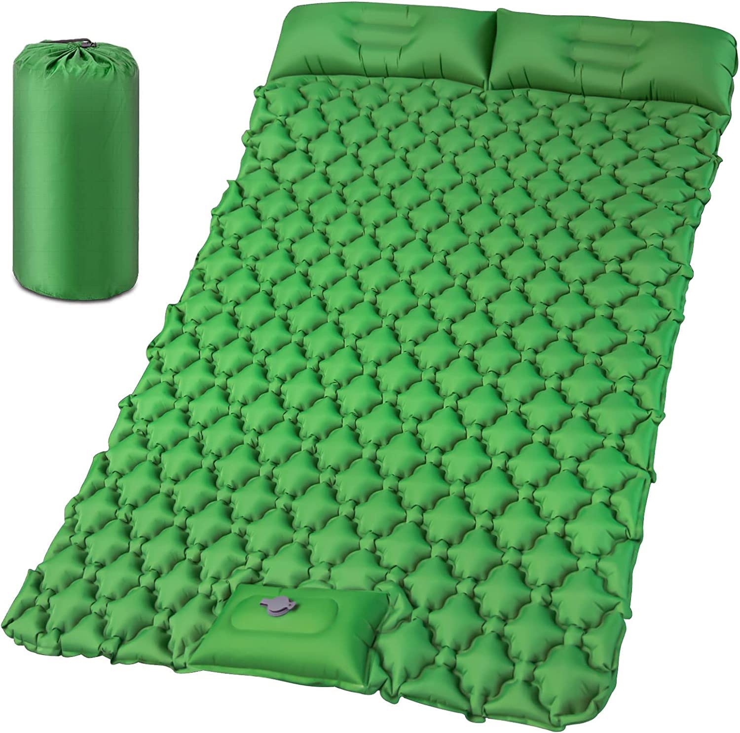 MIXDE Double Camping Sleeping Pad with Built-in Pump,Upgraded Foot Press Ultralight Extra Thick Camping Mat with Pillow Waterproof Comfy Air Mattresses for Backpacking, Traveling, Hiking