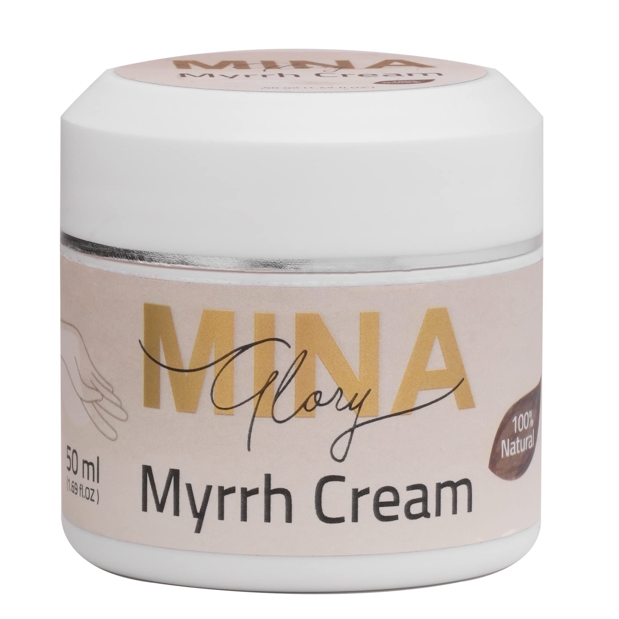 Mina Glory Myrrh Cream, 50ml for Eczema Treatment & Dry Skin Itch Relief Cream Fragrance Free