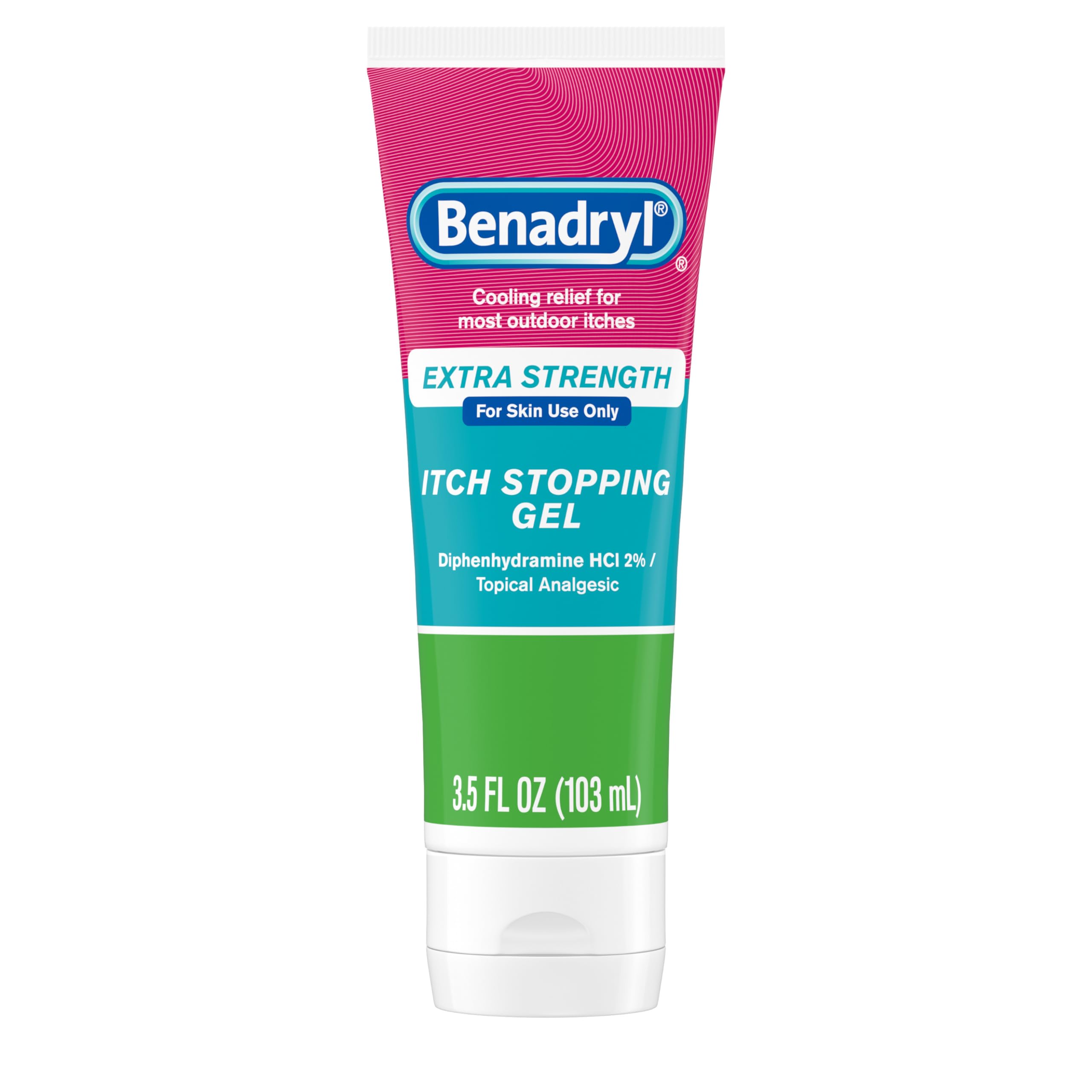 Benadryl Anti Itch Gel, Relief of Outdoor Itches Associated with Poison Ivy, Topical Analgesic, Cooling Relief, Diphenhydramine, 3.5 oz