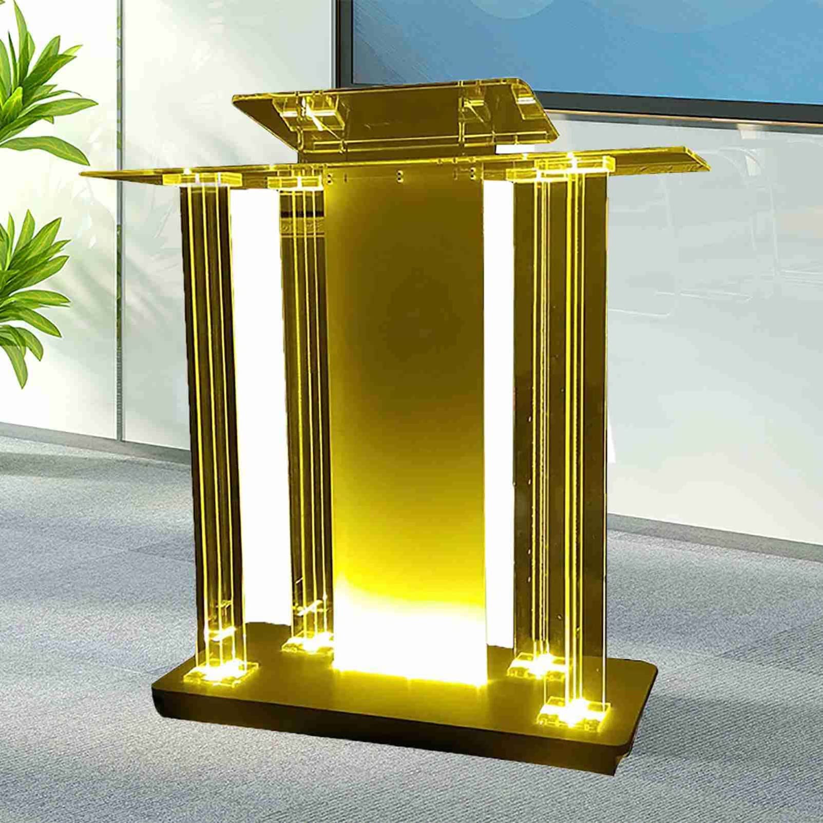 Yofsza Transparent Podium, Large Speech Rolling Pulpit Chanting Podium Stand, Luxurious Acrylic Podium for Church School Conference Activities