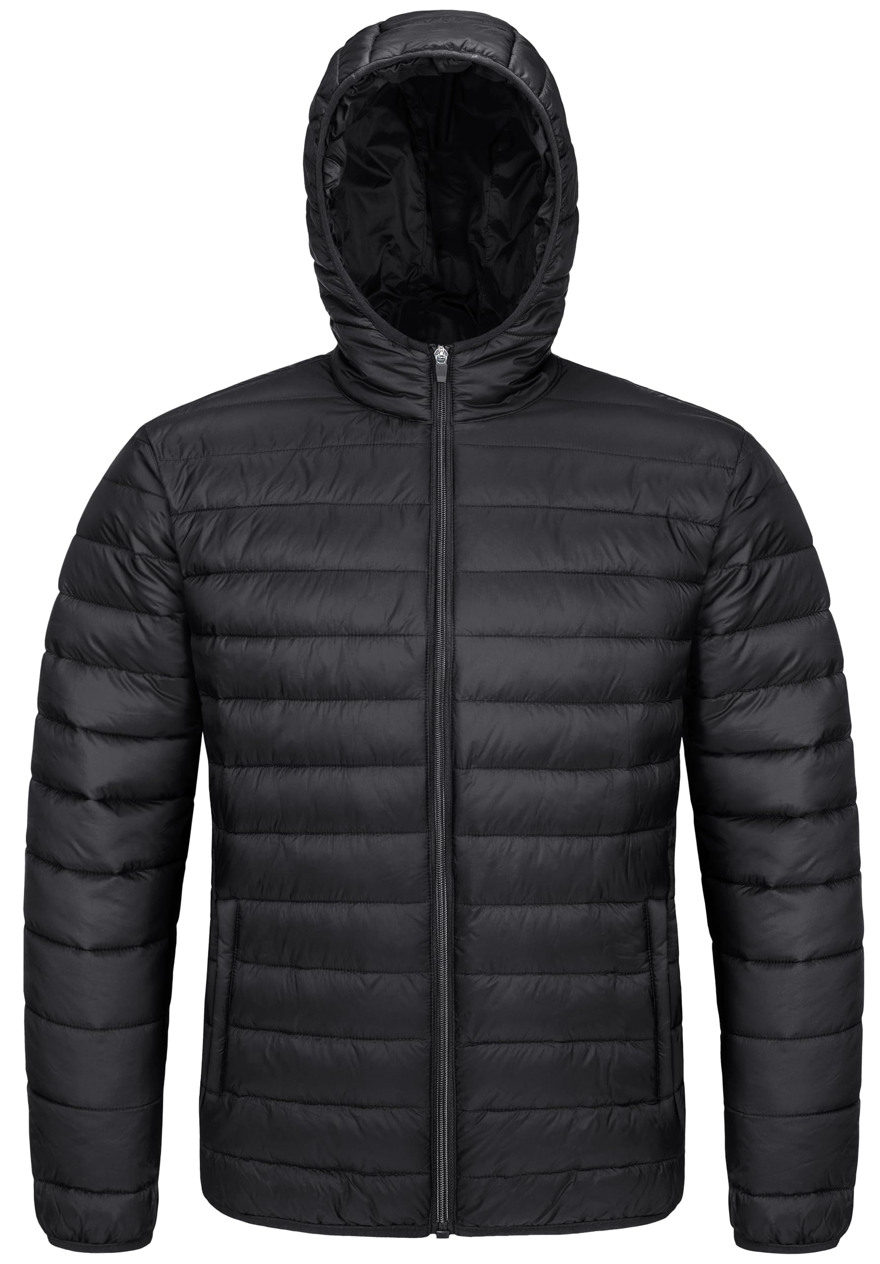 MAGCOMSENMen's Lightweight Puffer Jacket Hooded Full Zip Water-Resistant Quilted Lined Winter Coats