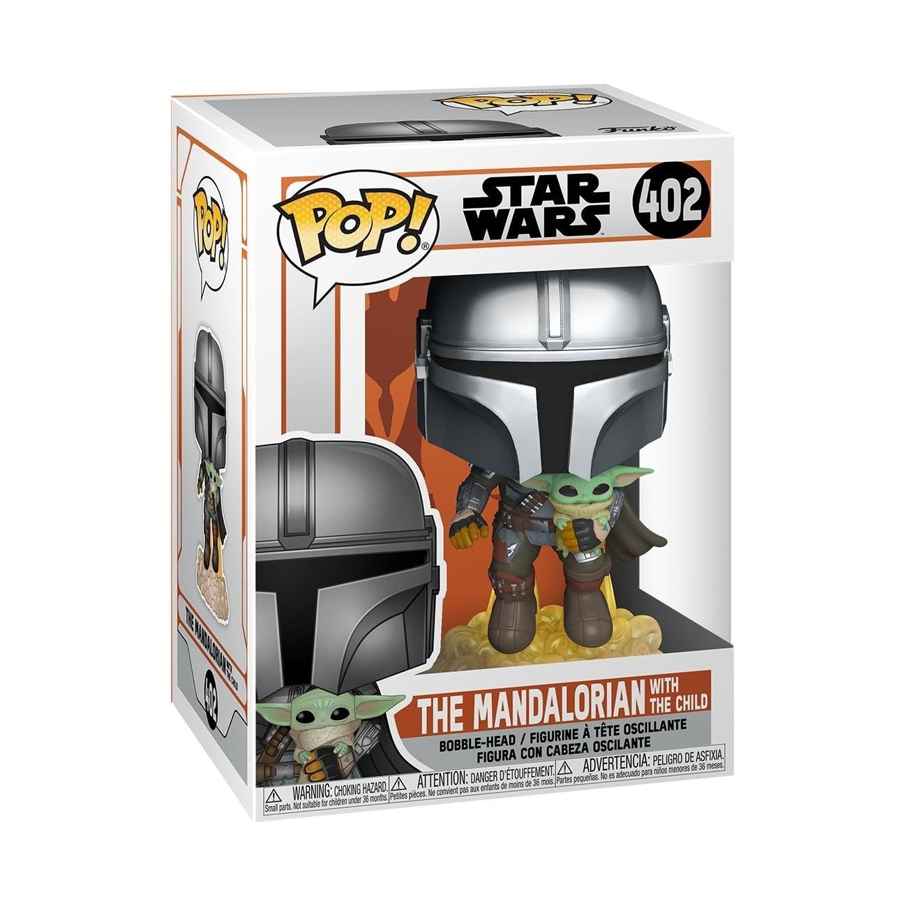 Funko Pop! Star Wars: The Mandalorian - Mandalorian Flying with The Child, Grey