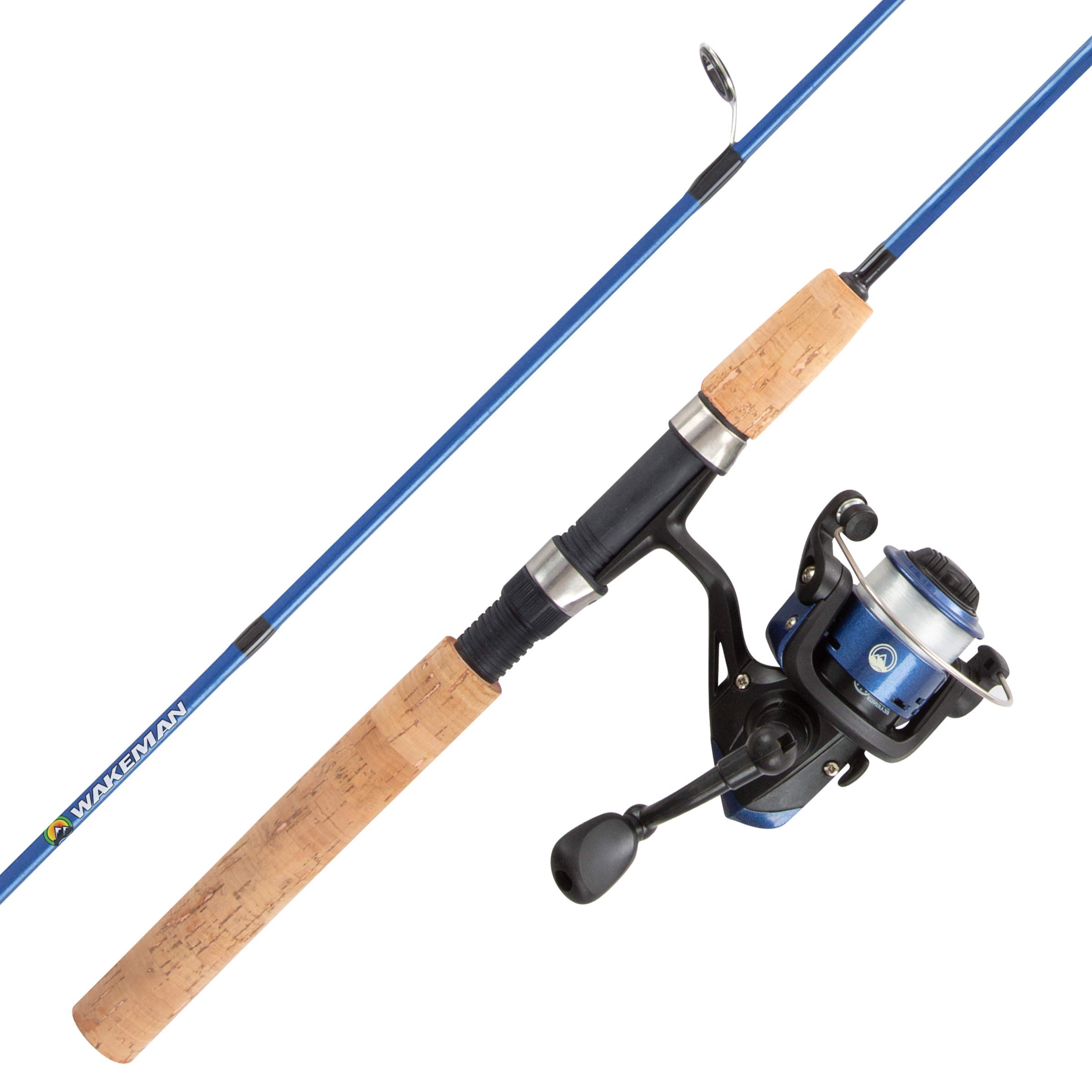 Fishing Rod and Reel Combo - Kettle Series 5' Fiberglass Pole with Spinning Reel, Cork Handle, and Beginners Tackle Kit by Wakeman