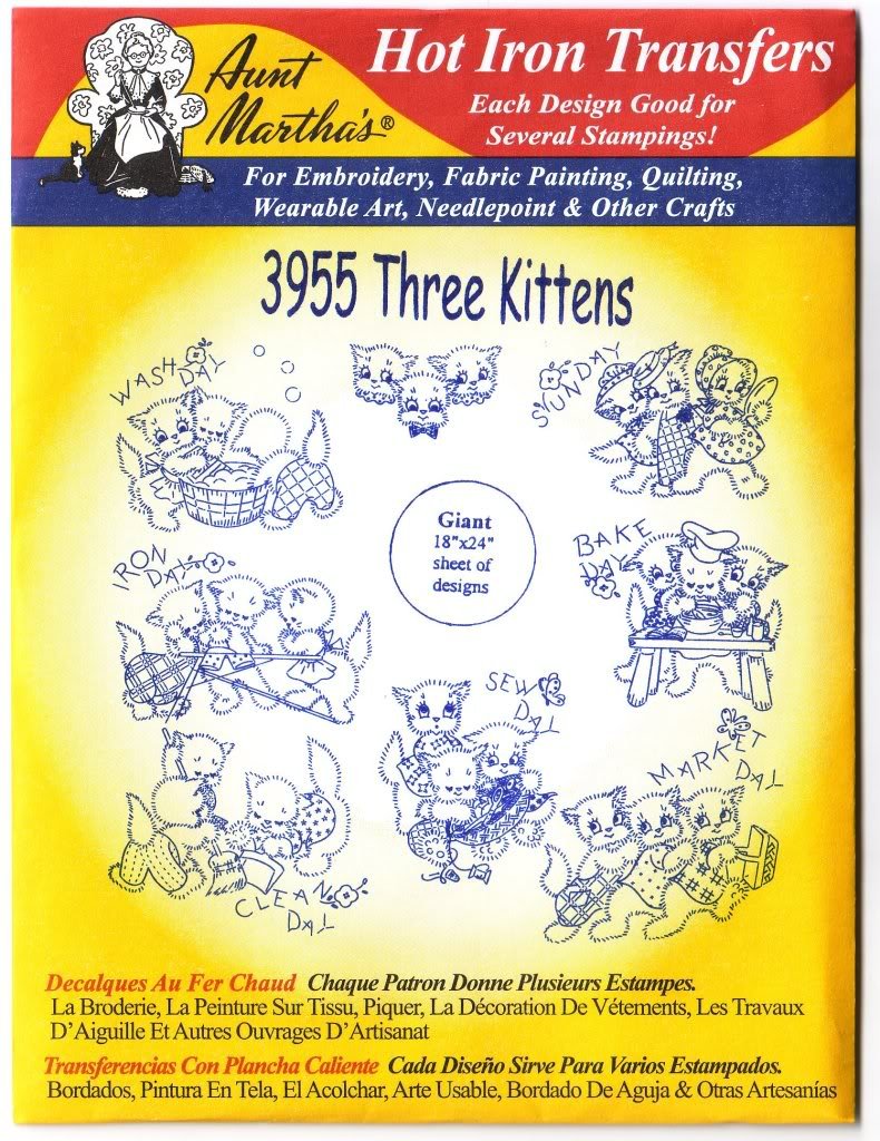 Three Kittens Aunt Martha's Hot Iron Embroidery Transfer