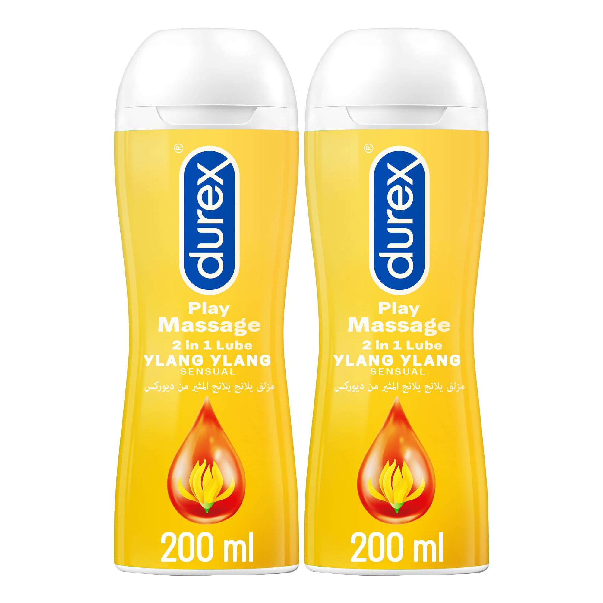 Durex Play Sensual Massage 2in1 Lube with Ylang Ylang - 200ml Gel (Twin Pack)