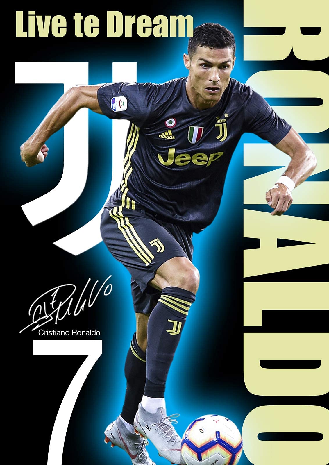 VVWV The Cr7 Juventus Player Cristiano Ronaldo Portugal Football Posters Player for Wall Large Room Motivational Room Decoration (Transparent, 30.48 X 45.72)