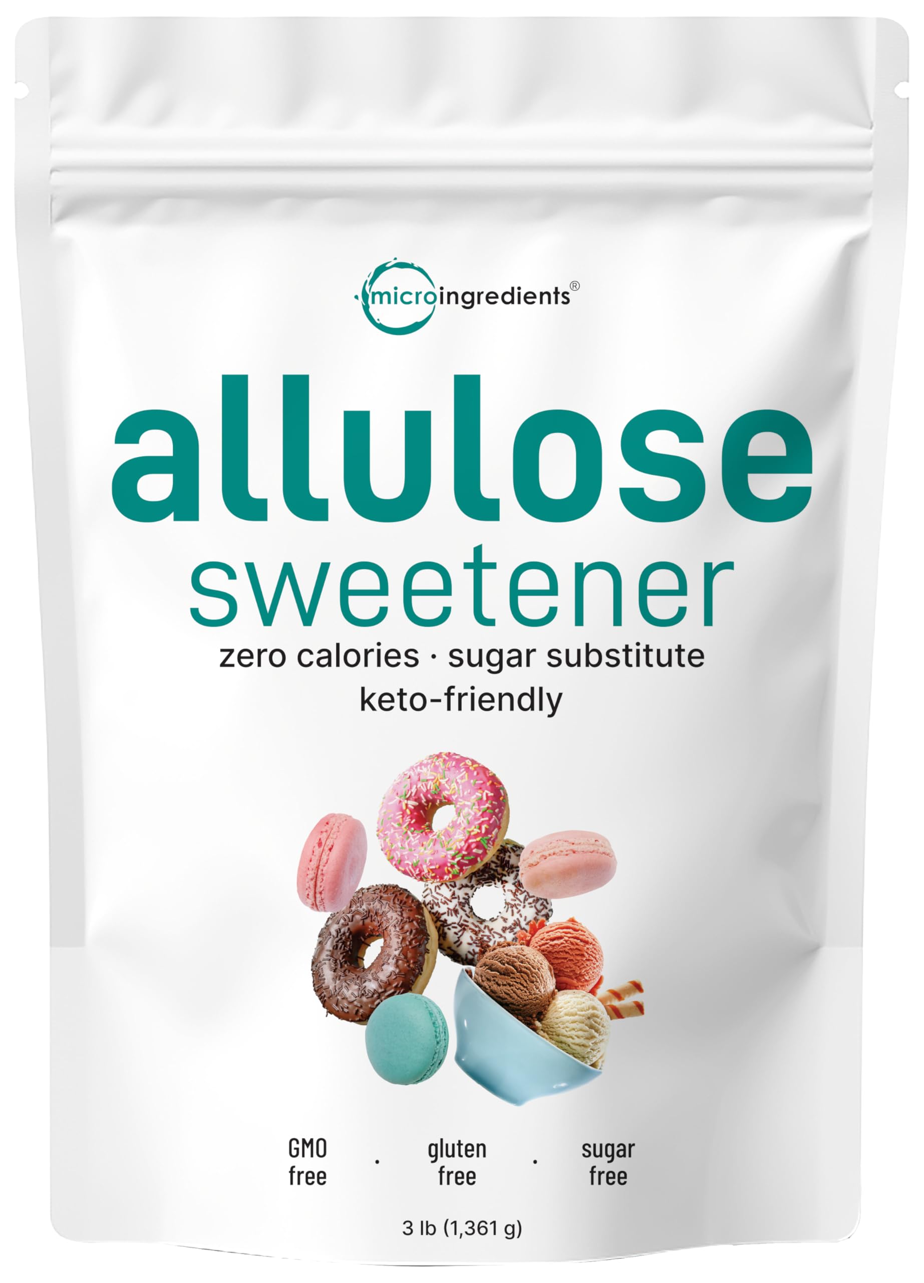 Allulose Sweetener, 3 Pounds (48 Ounces), Zero Calorie, Plant Based Sugar Alternative, No After Taste, Best for Coffee, Drinks, Tea, Cooking and Baking, Keto Diet and Vegan Friendly