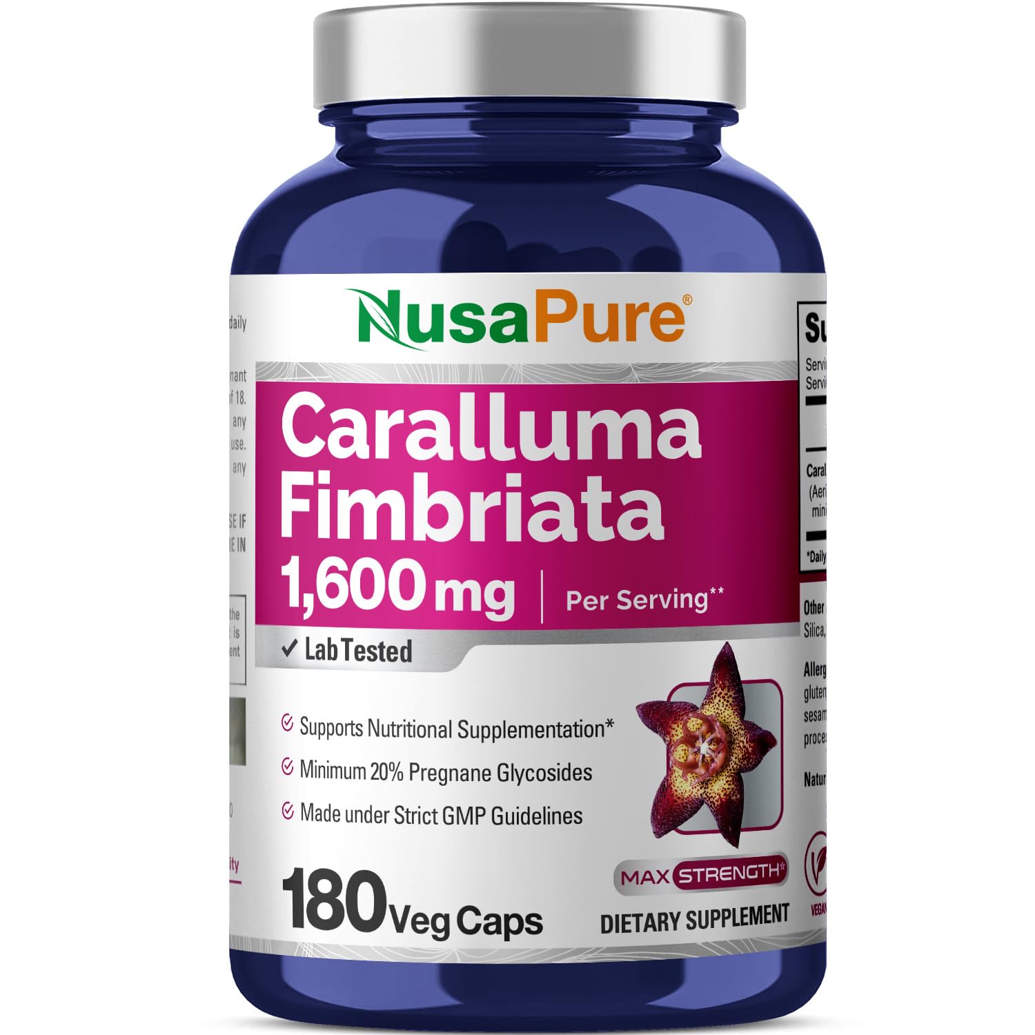 NusaPureCaralluma Fimbriata 1600mg - 180 Veggie Capsules (Non-GMO, Vegan)