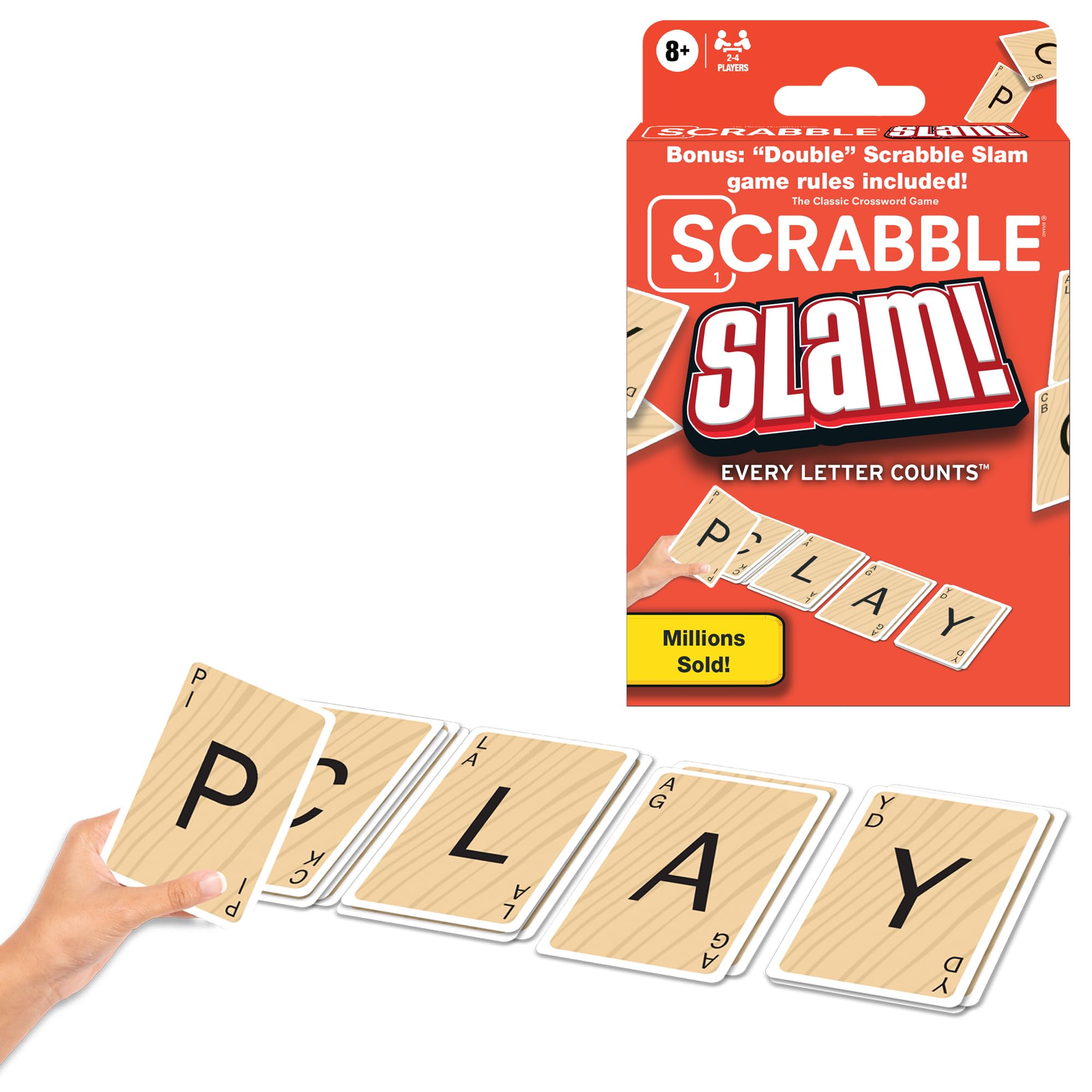 Winning Moves Scrabble Slam The Original 2000's Mega Hit Scrabble Card Game Games USA, Fast-Paced Card Game Version of Scrabble, for 2 to 4 Players, Ages 8+