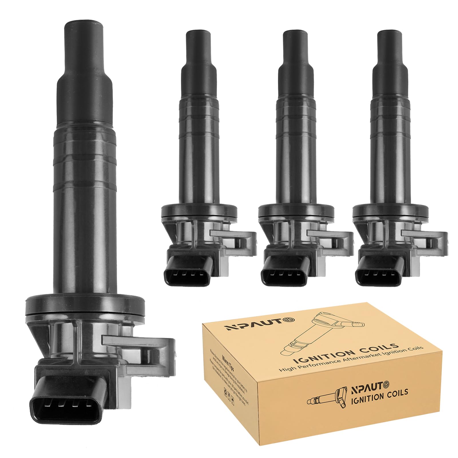 NPAUTO Ignition Coils Pack Compatible with Engine 1ZZFE L4 1.8L 2000-2008 Toyota Corolla,2000-2005 Celica GT, 2003-2008 Matrix, 2000-2005 MR2 Spyder, Pontiac Vibe, 2000-2002 Prizm, Pack of 4