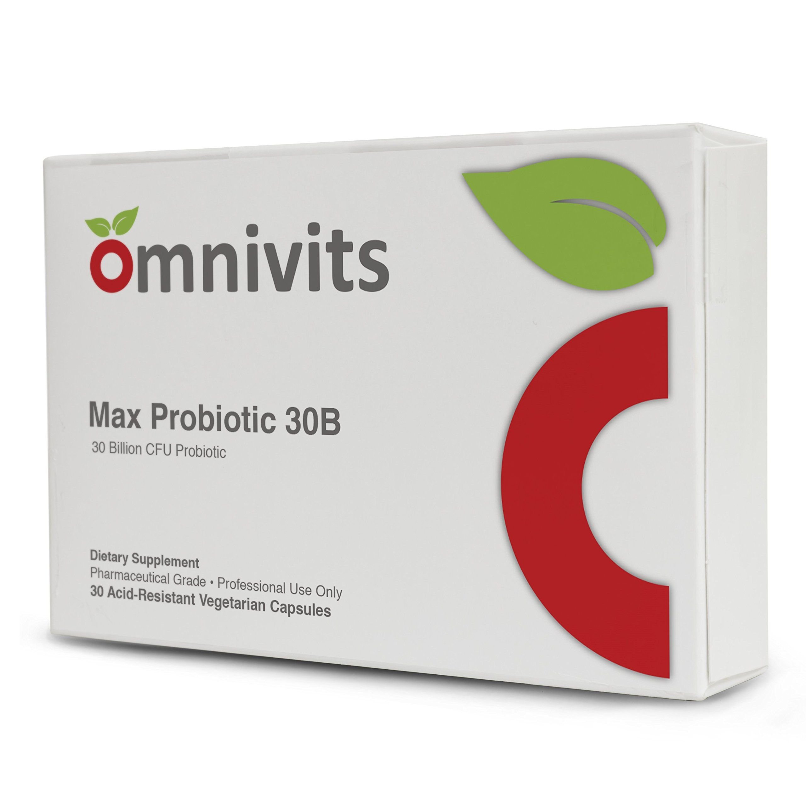 Max Probiotic Daily 30 Billion CFU| 4 Strains Lactobacillus Acidophilus Bifidobacterium longum Lactobacillus Plantarum HOWARU® Bifido | No Refrigeration| 30 Acid-Resistant Vegetarian DRCaps