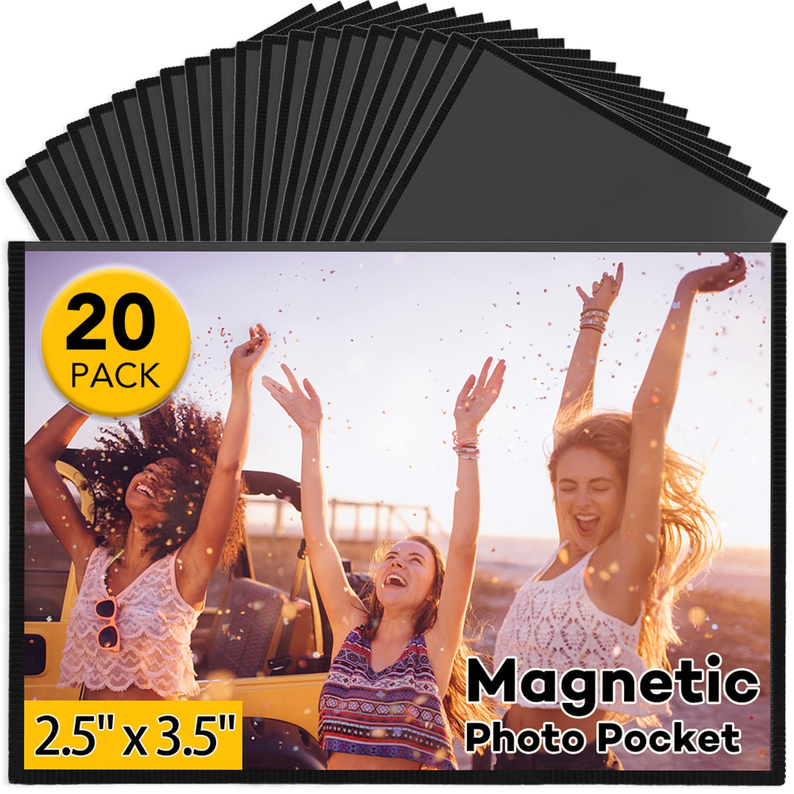 20 Pcs Magnetic picture frames for refrigerator 2.5x3.5Inch-Magnetic photo frames,Black