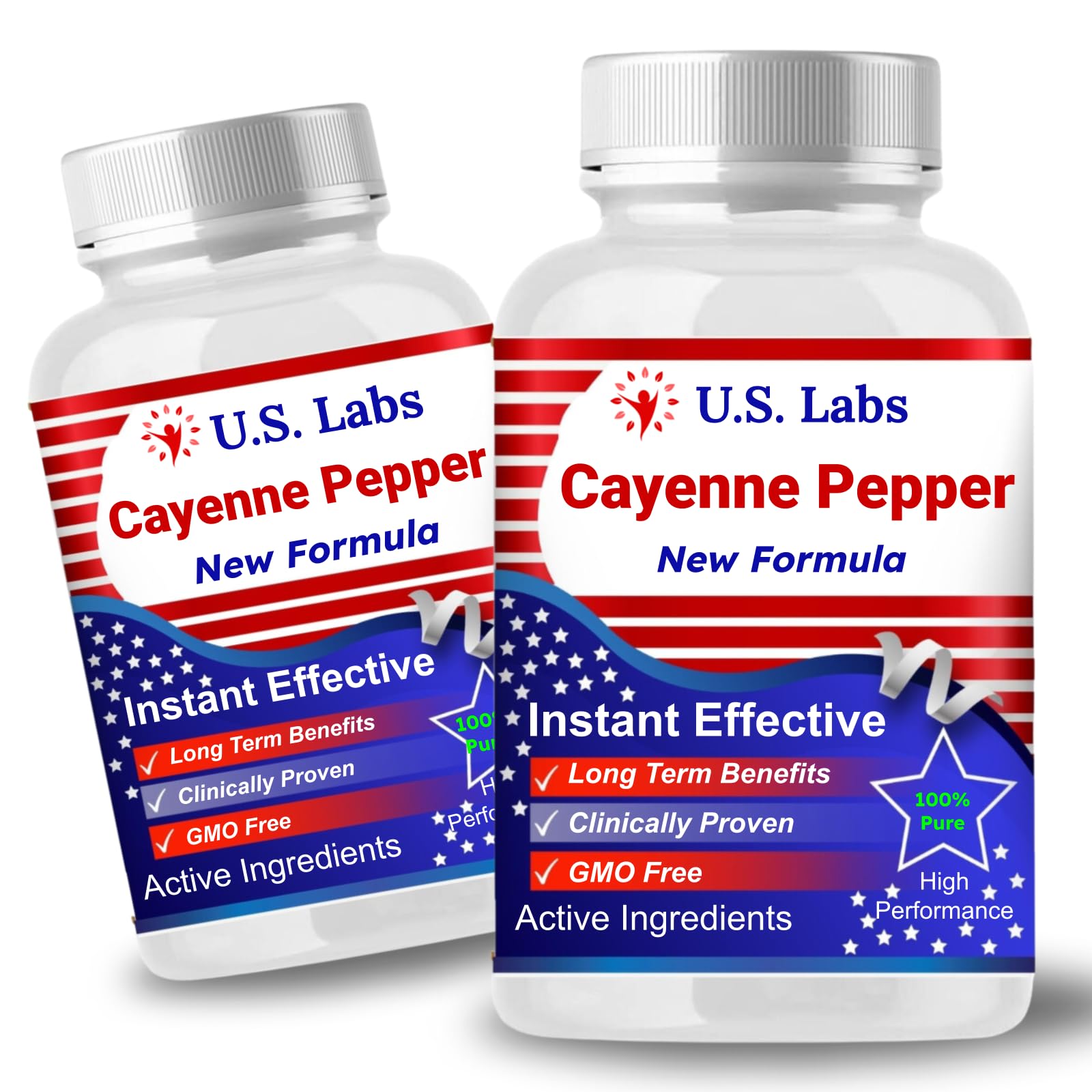 U.S. Labs Cayenne Pepper Capsules - 100% Organic Active Ingredents Capsicum Annuum for Heart Health & Blood Circulation - Superior Ingredents For Heart