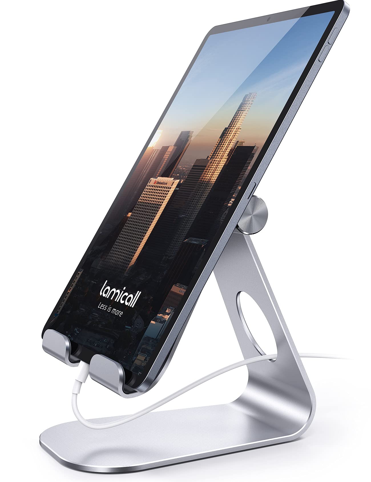 Lamicall Tablet Stand, Adjustable Tablet Holder - Desktop Stand Dock Holder Compatible with 4-13" Tablet Such as iPad Pro 11, 9.7, 10.5, 12.9 Air Mini 4 3 2, Kindle, Nexus, Tab, Silver