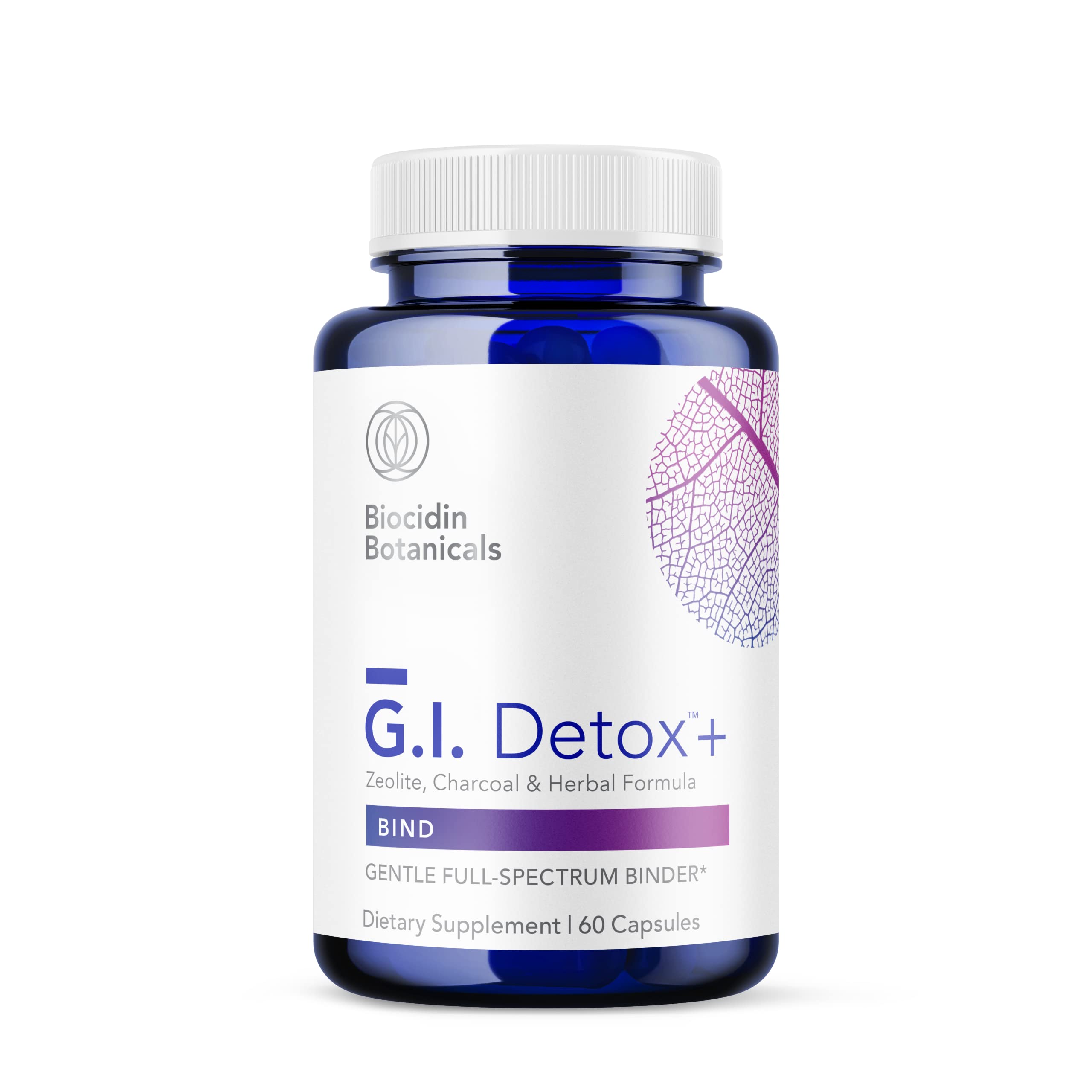 Bio-Botanical Research G.I. Detox+ Gentle Binder by Biocidin - GI Intestinal Cleanse with Silica, Apple Pectin, Humic Powder, Charcoal & Aloe - Assists in Toxin & Biofilm Removal - Vegan (60 Capsules)