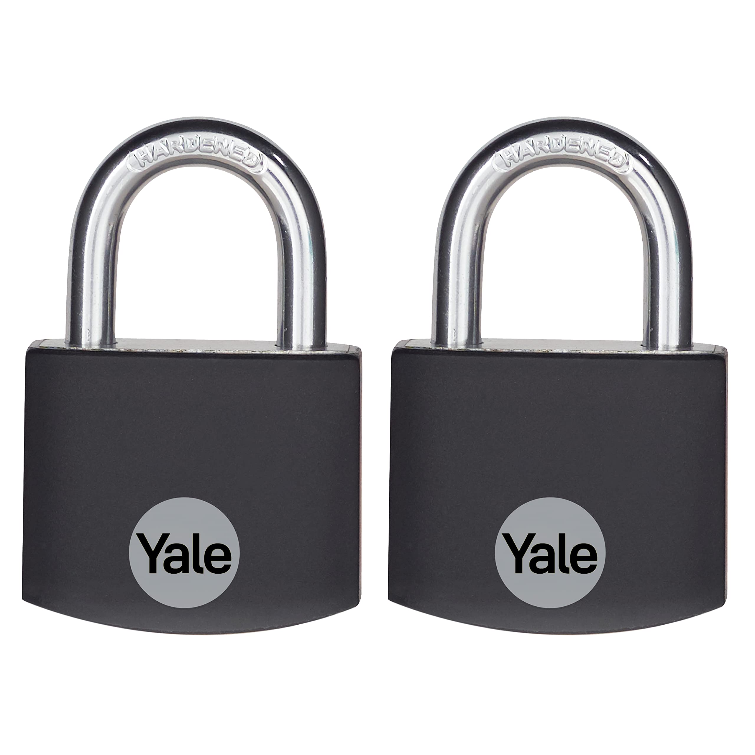 Yale Small Covered Aluminum Padlock with 3 keyed Alike Keys for Gym Locker, Luggage, and Cases (2 Pack)