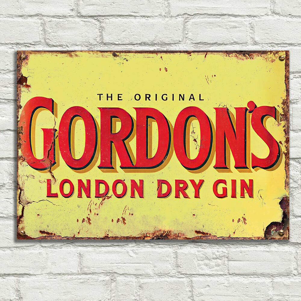 LBS4ALL Gordon's dry gin Signs Metal Plaque Aluminium Vintage Pub Tiki Bar Home Cafe Wall Beer Retro Club